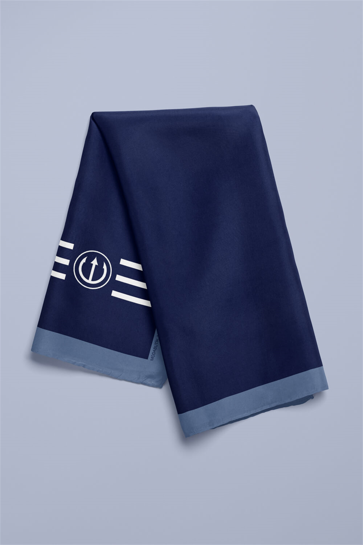 G51 Kadın Beyaz Mavi Marinover Desenli 50x50 Bandana