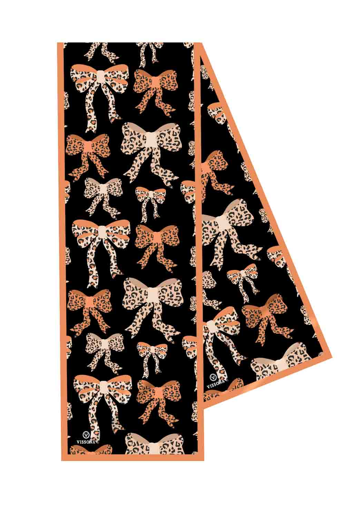 SATEN İPEK LEOPAR FİYONK DESENLİ KADIN FULAR