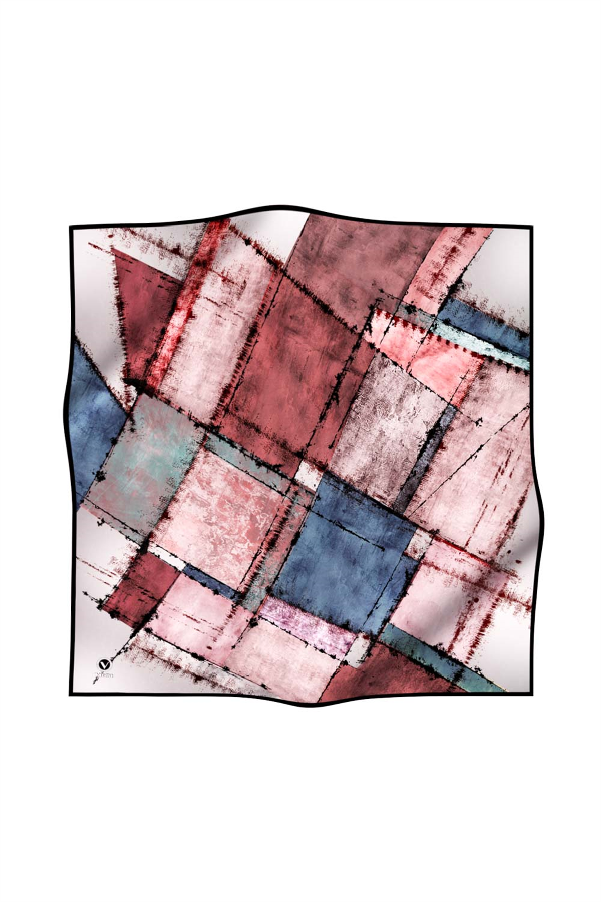 Twil Yamalı Ve Geometrik Desenli Pudra Renkli 90x90 Eşarp (İpek İçermez) Dikim Şekli : El Dikişi