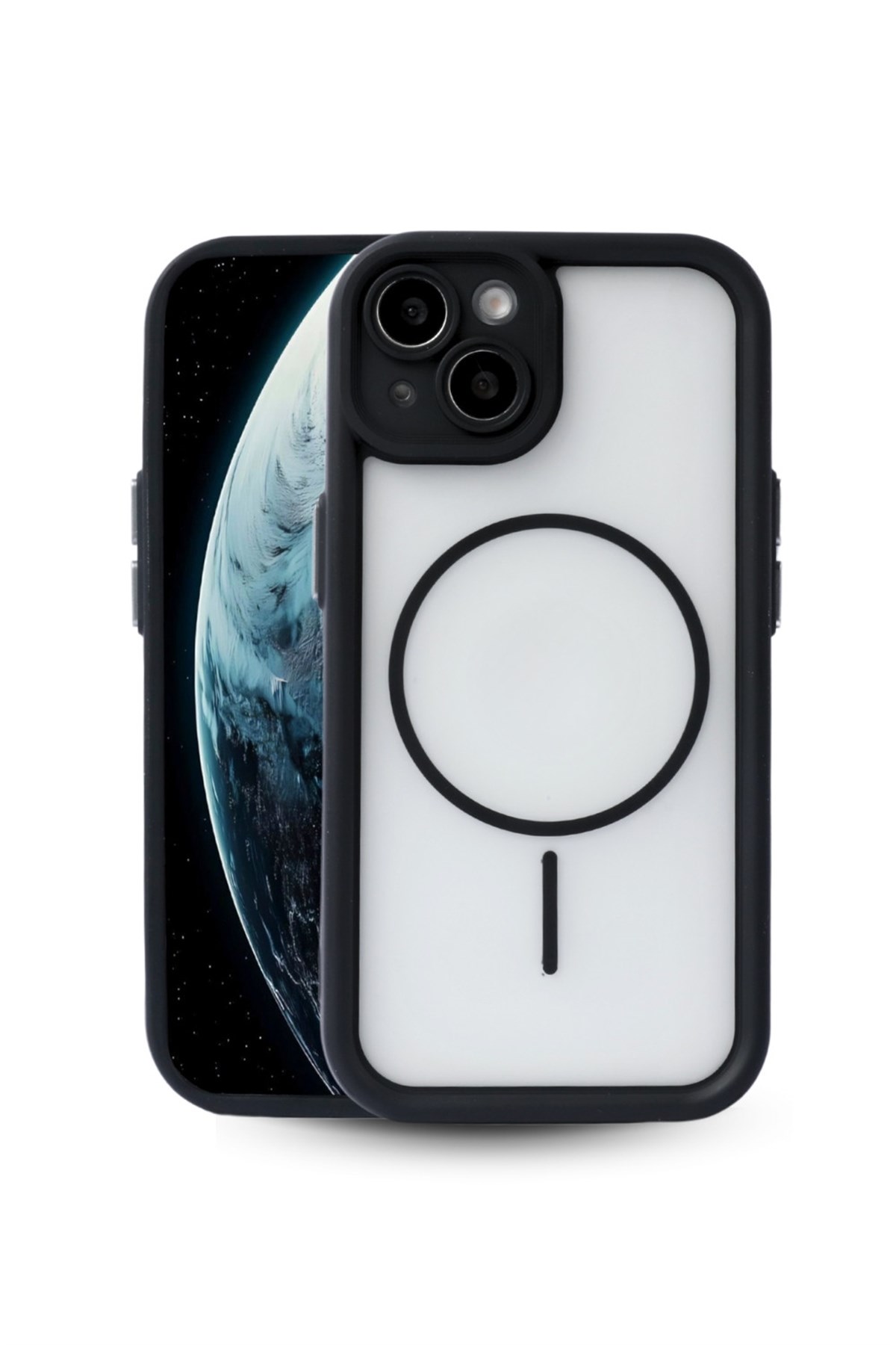 iPhone 15 Kılıf – Kamera Korumalı – MagSafe Uyumlu – Siyah Renk – Mat Silikon Telefon Kılıfı