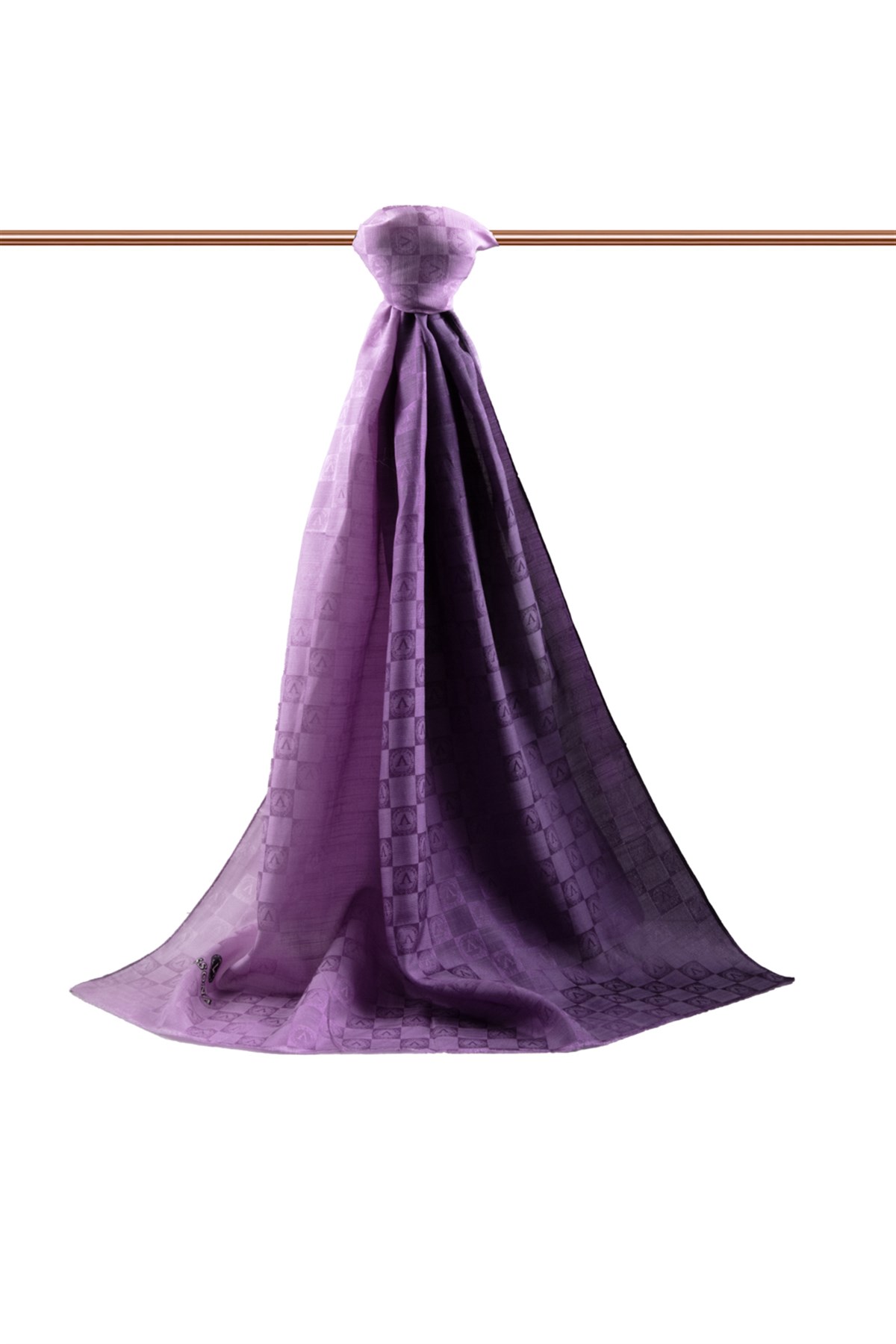 Vissona %57 İPEK %43 PAMUK Degrade Desenli Leylak Renkli Şal -  70x190 Dikiş Tipi İtalyan Dikişli