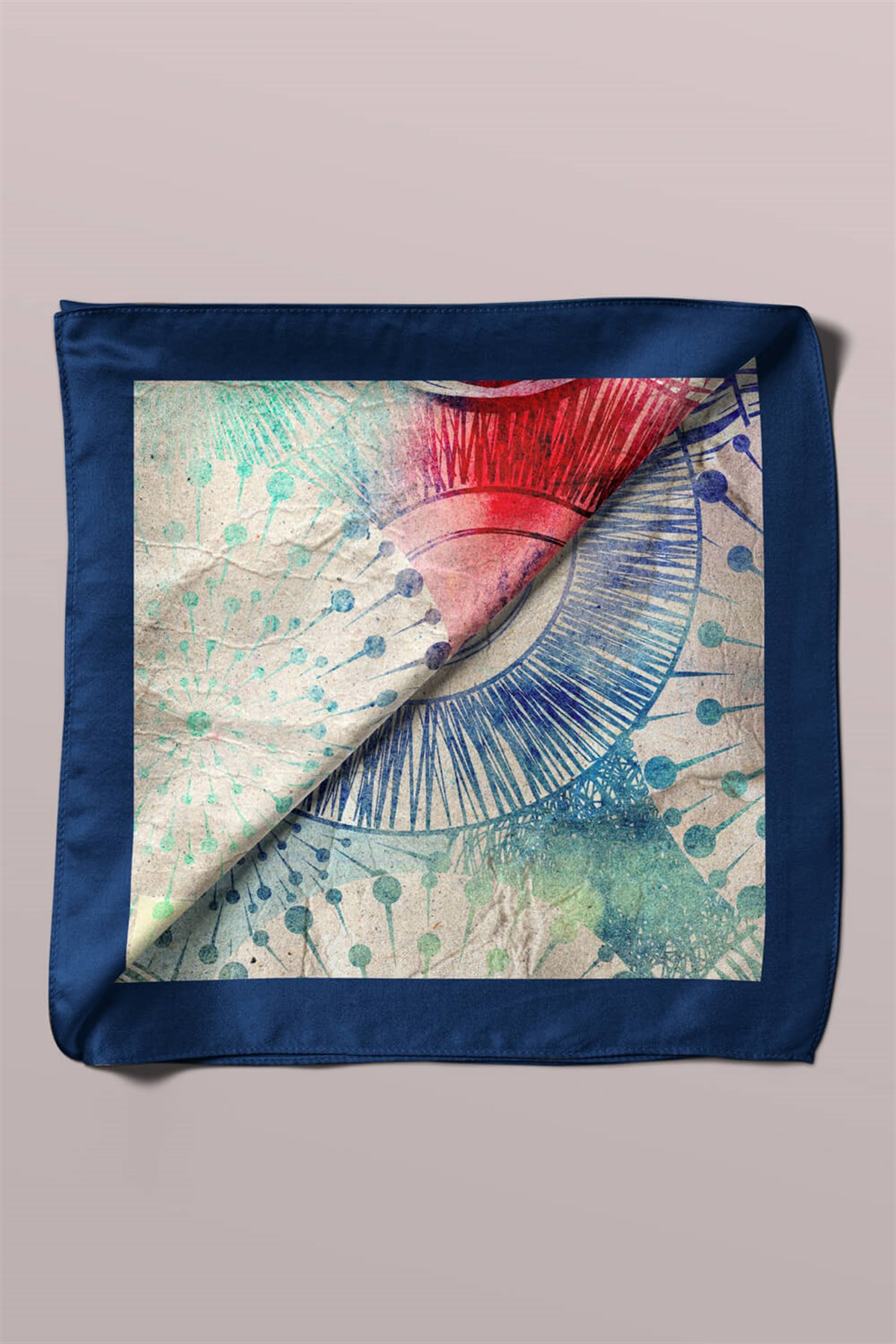 Violla Y41 Kadın Egzotik Desenli Bandana 50x50 Mavi DG0272-22