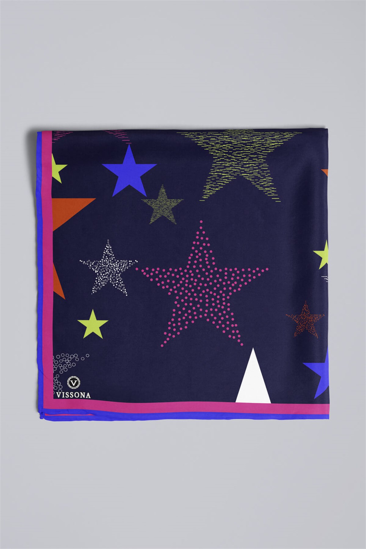 Vissona Geometrik Desenli İpek Bandana