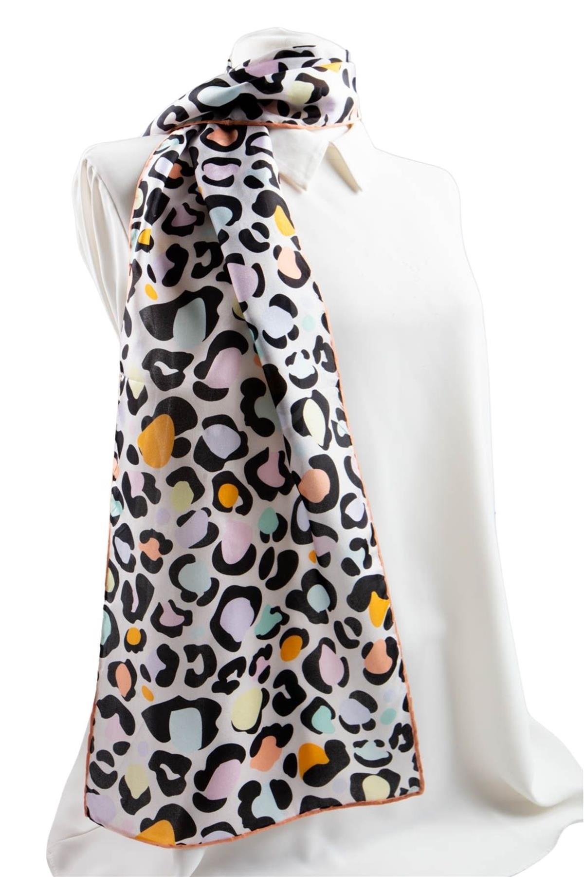 Vissona Leopar Desenli İpek Fular