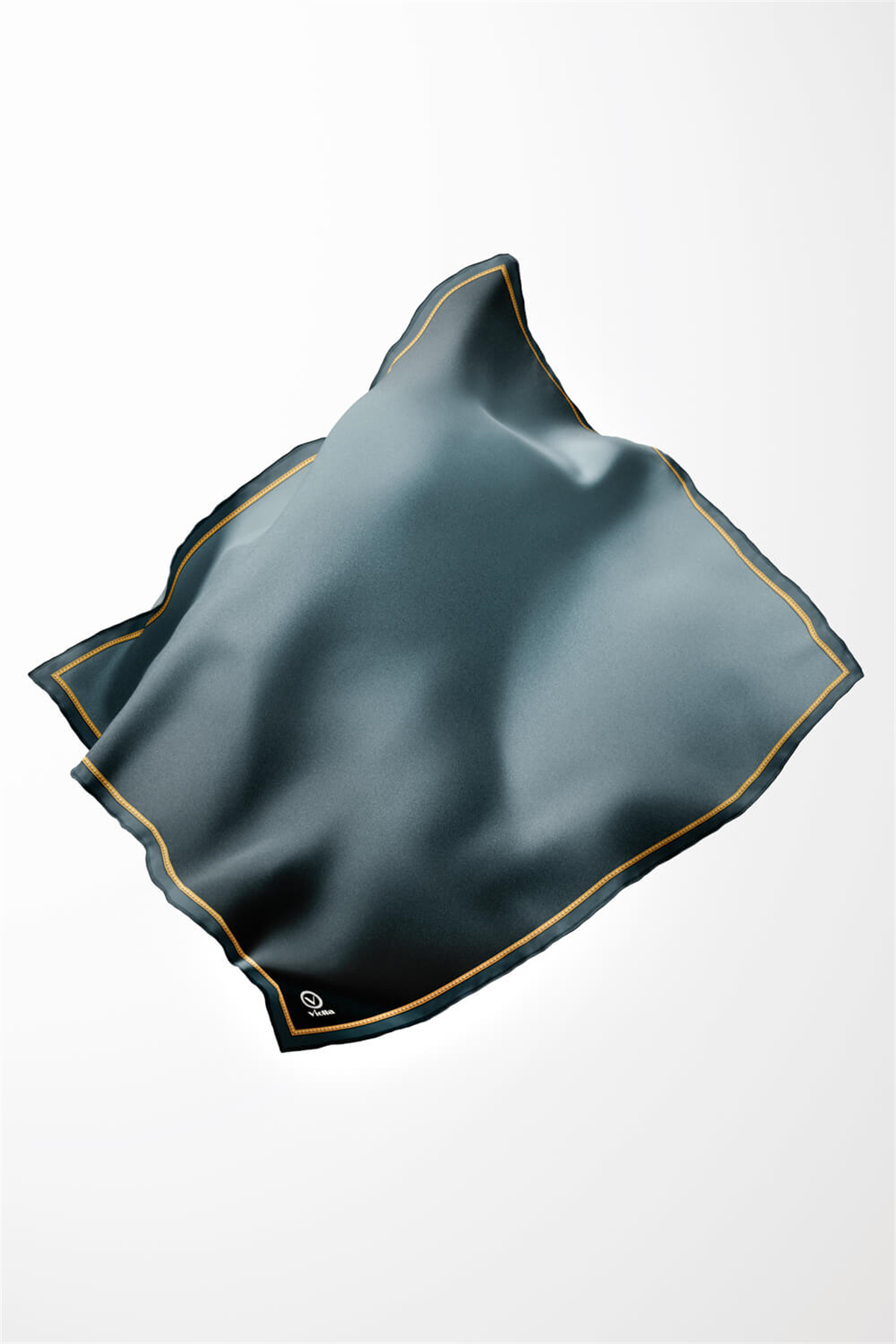 Twill Degrade Desenli Petrol Yeşili Renkli 90x90 Eşarp (İpek İçermez) Kenar Dikiş Şekli El Dikişli