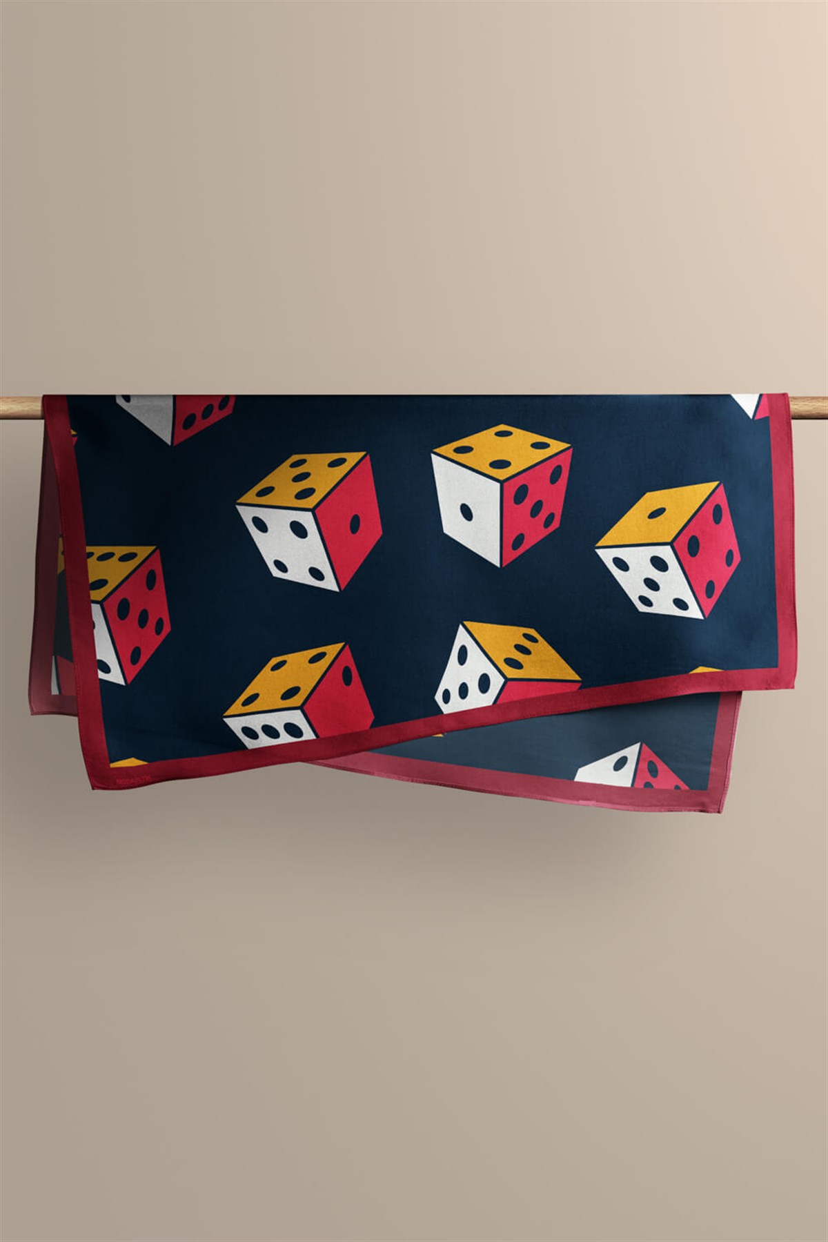 Violla V22 Kadın Zar Desenli Bandana 50x50 Siyah Turuncu Sarı DG0439-22