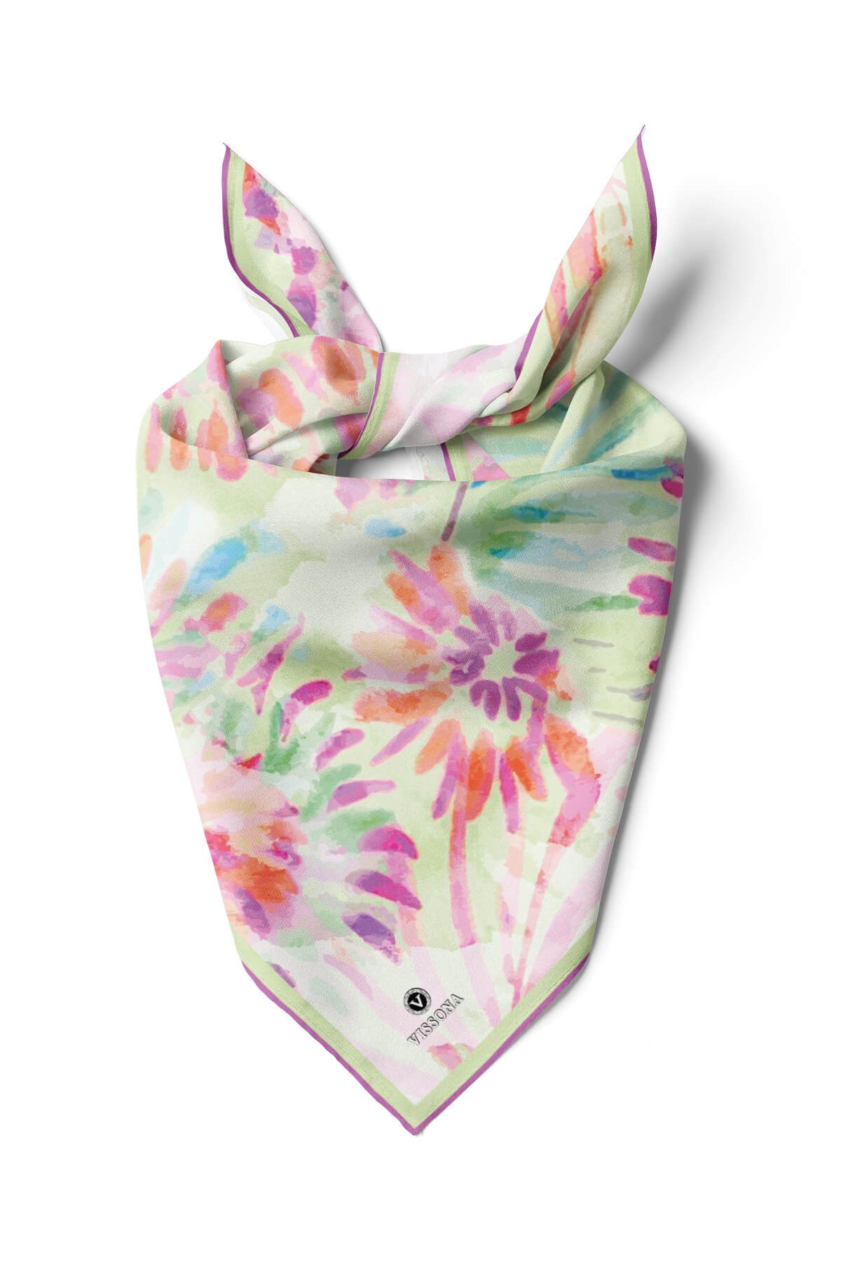 100% Silk Womens Patterned Multi-Colored Scarfs, Neck for Women