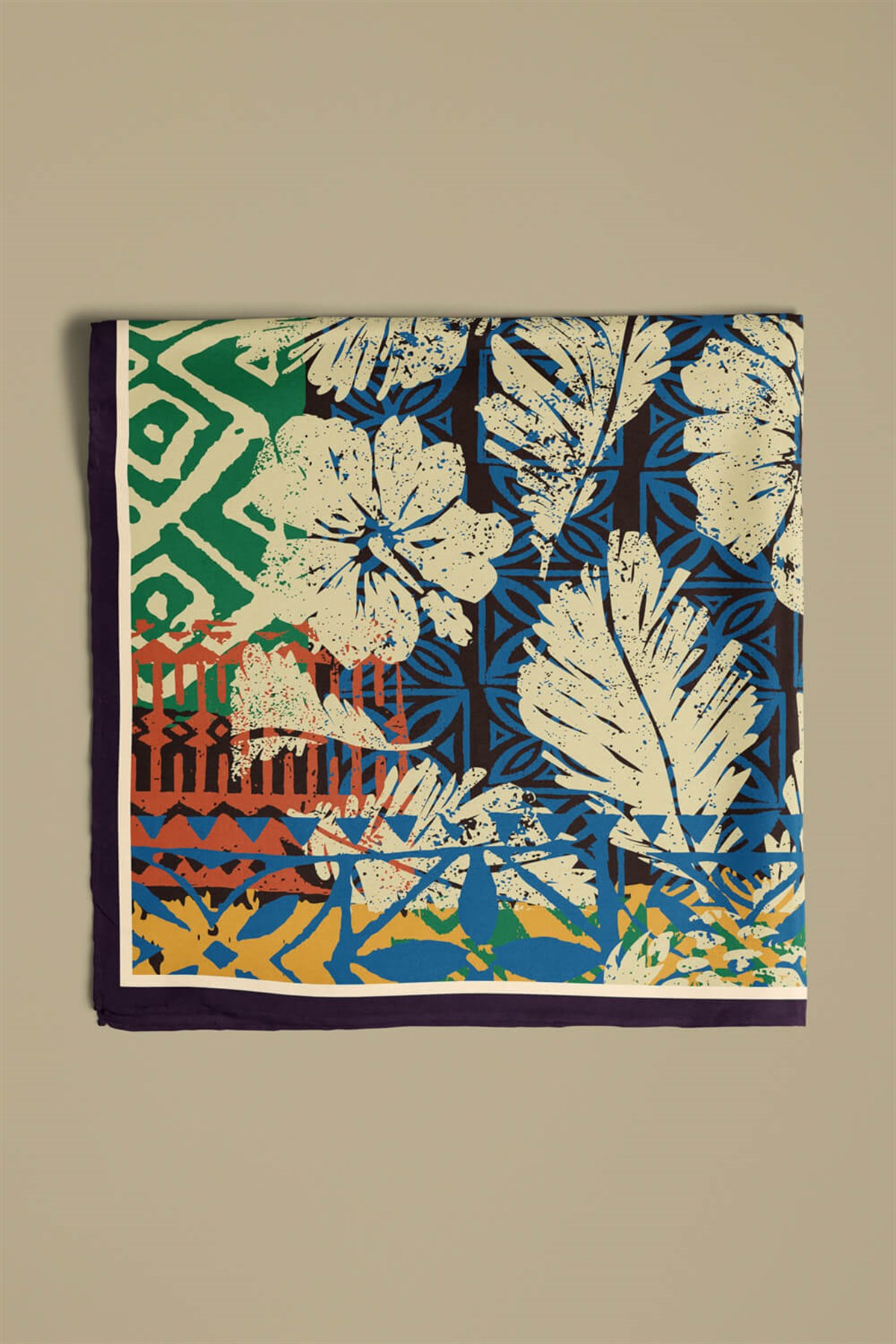 Vissona Yaprak Desenli İpek Bandana