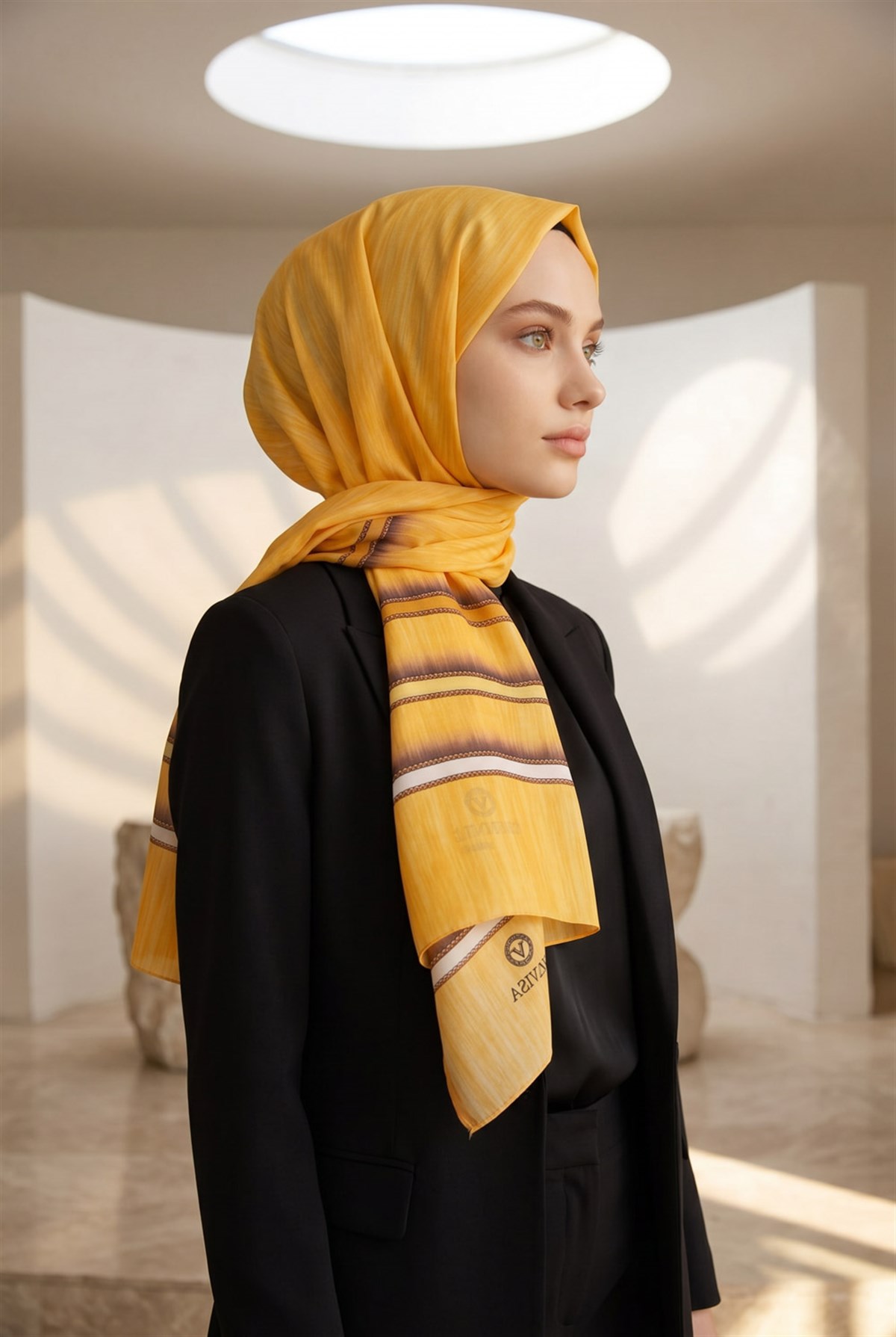 %100 Saf İpek Şal İnce Saten Vual Dokuma Doku Desenli 90x210 Şal