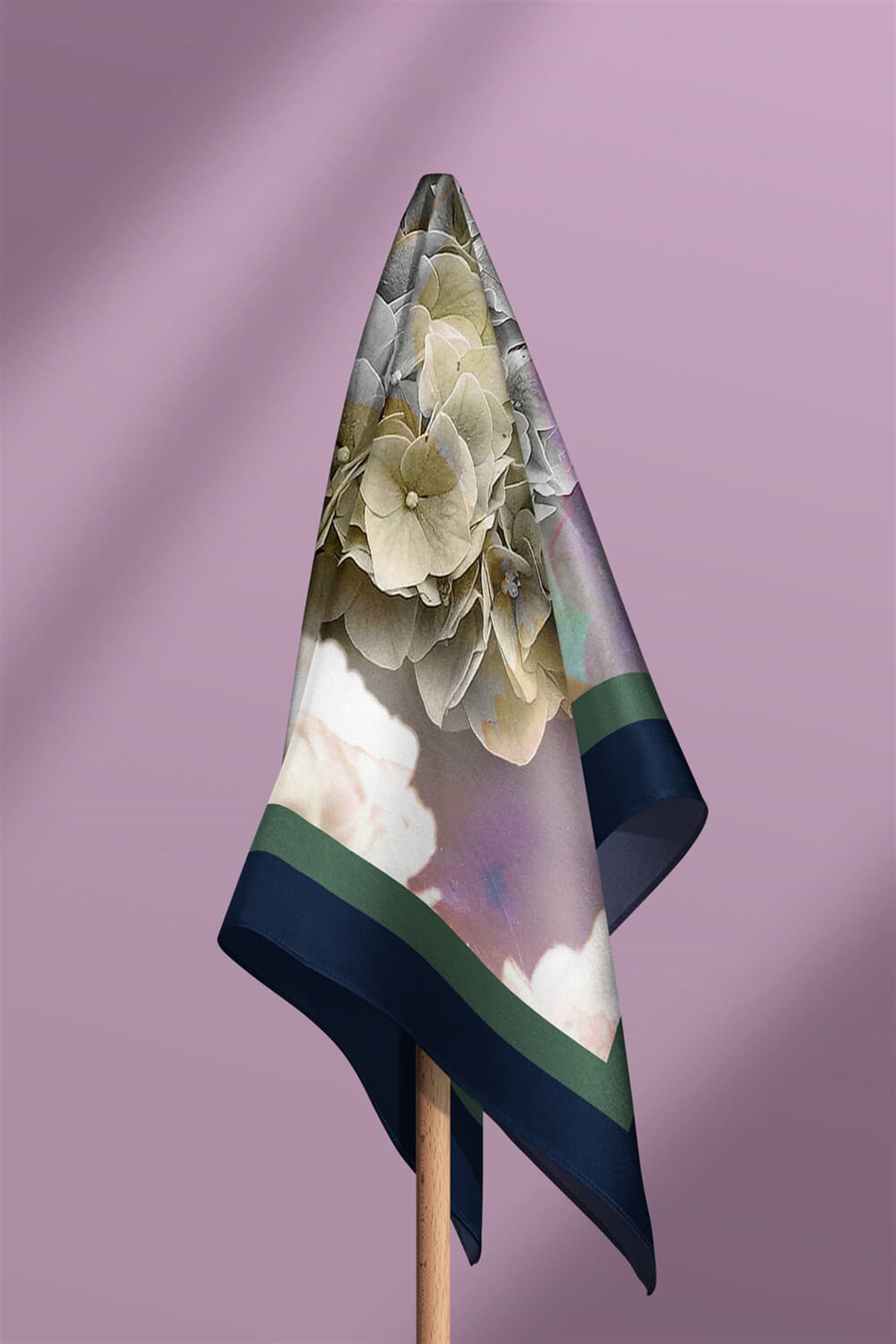 Violla F48 Kadın Çiçek Desenli Bandana 50x50 Gri DG0228-22