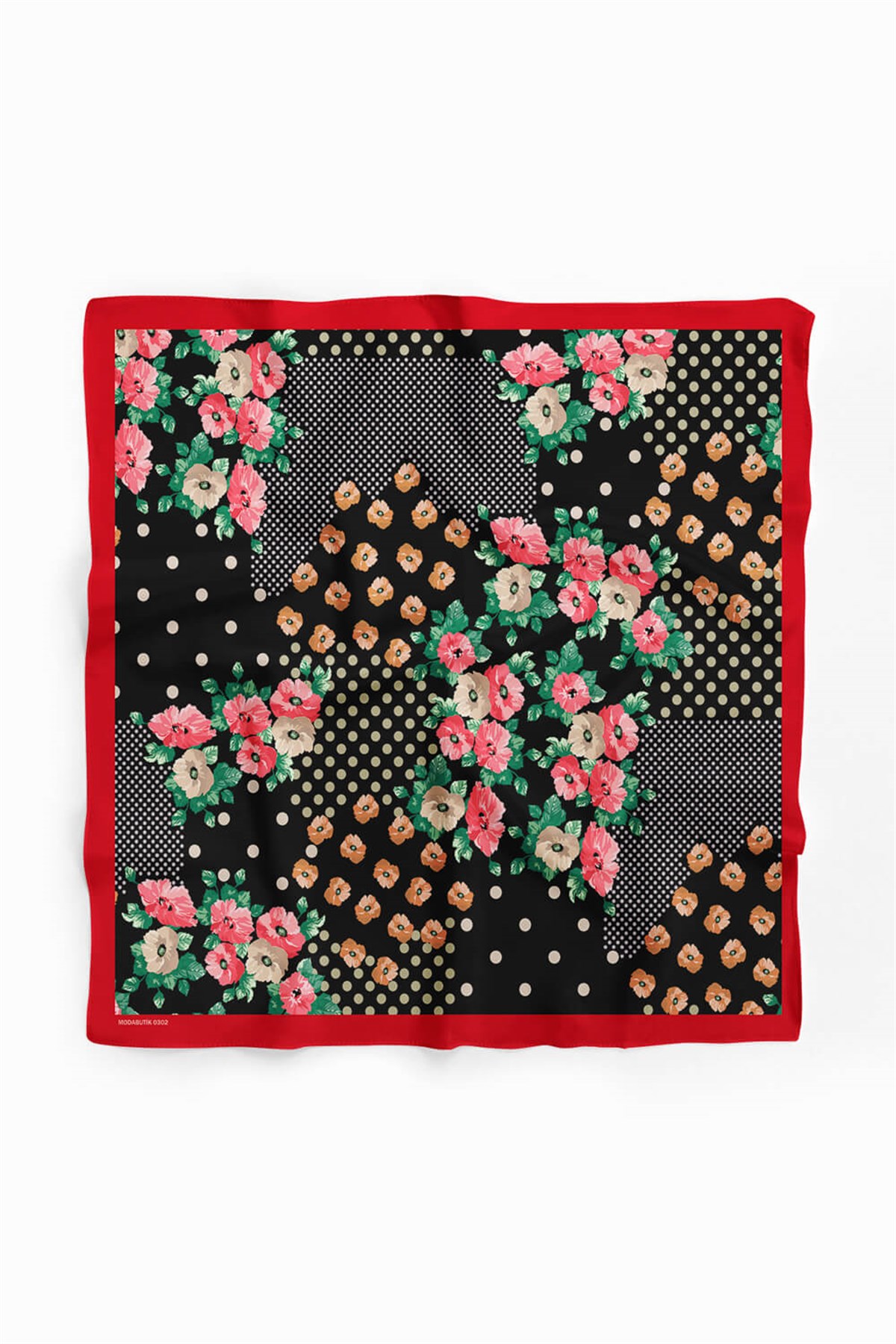 Violla D107 Kadın Patchwork Desenli Bandana 50x50 Yeşil Pembe