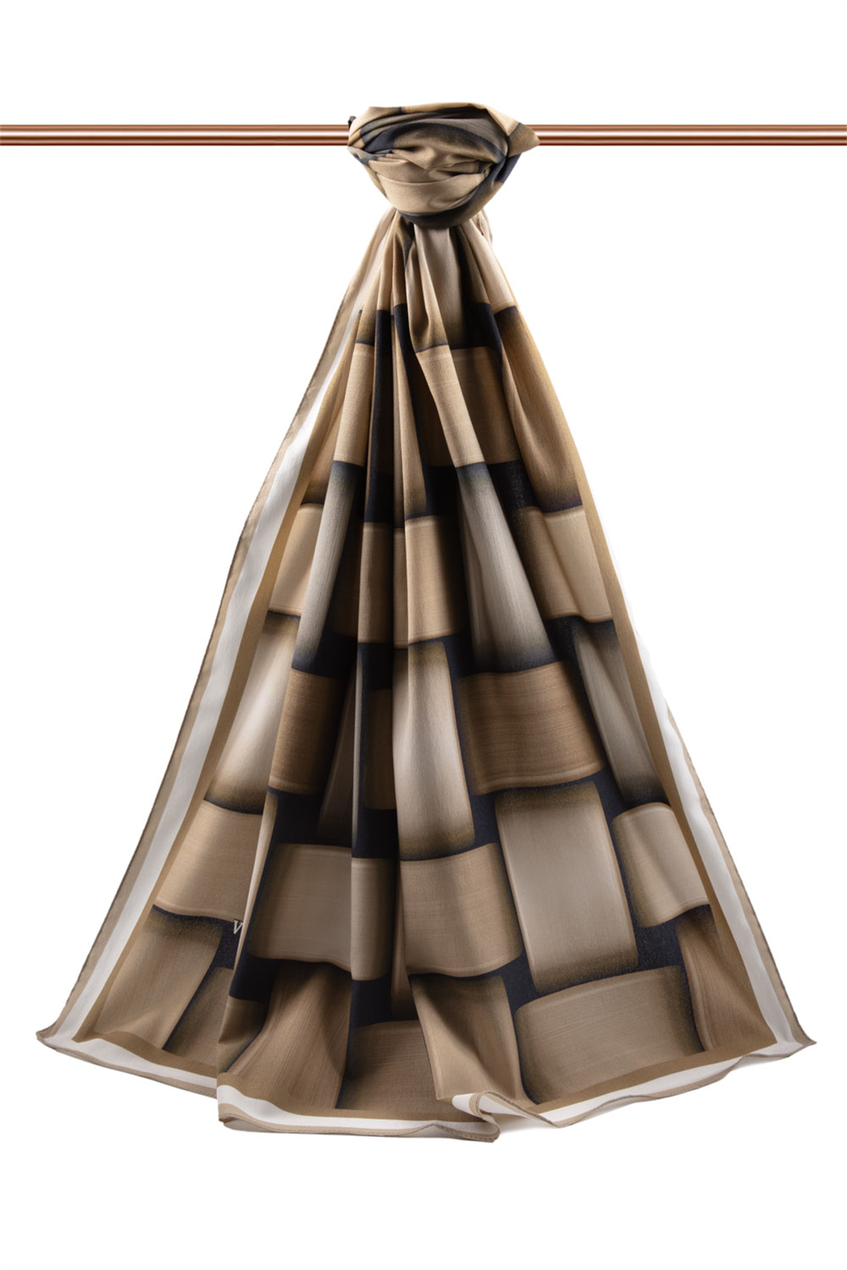 LÜKS MEDİNE HASIR DESENLİ BEJ RENKLİ 75X195 KIRIŞMAZ ŞAL MOSS KREP DİKİŞ TİPİ İTALYAN DİKİŞLİ