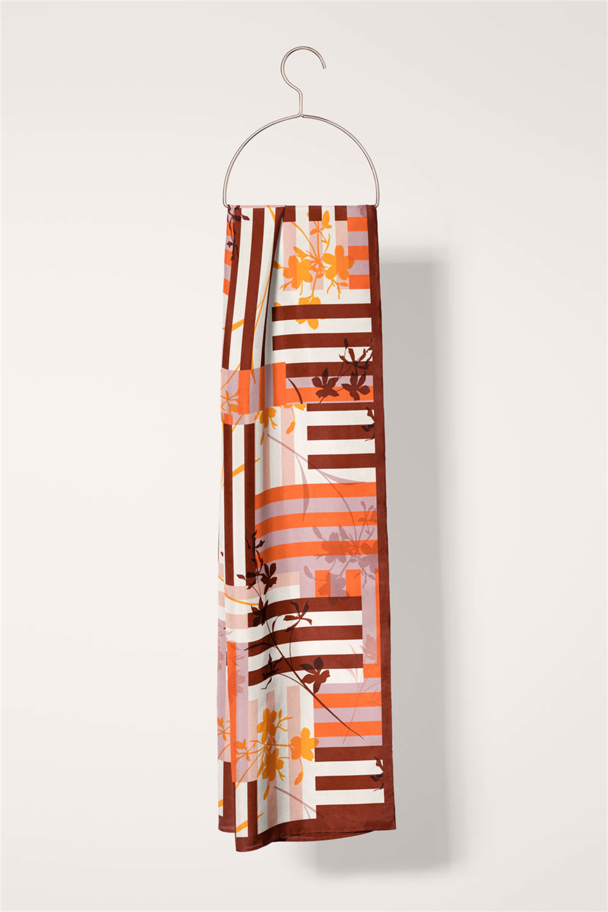 I61 SATEN İPEK ÇİZGİ DESENLİ KADIN FULAR