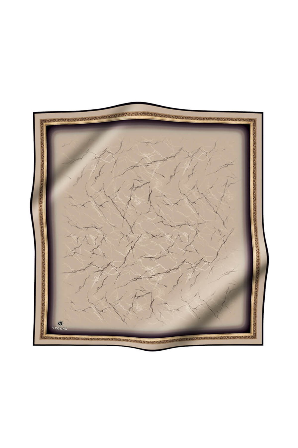 % 57 İPEK % 43 VİSKON Twill İpek Mermer Desenli Taş Renkli 90x90 Eşarp Dikim Şekli : El Dikişi