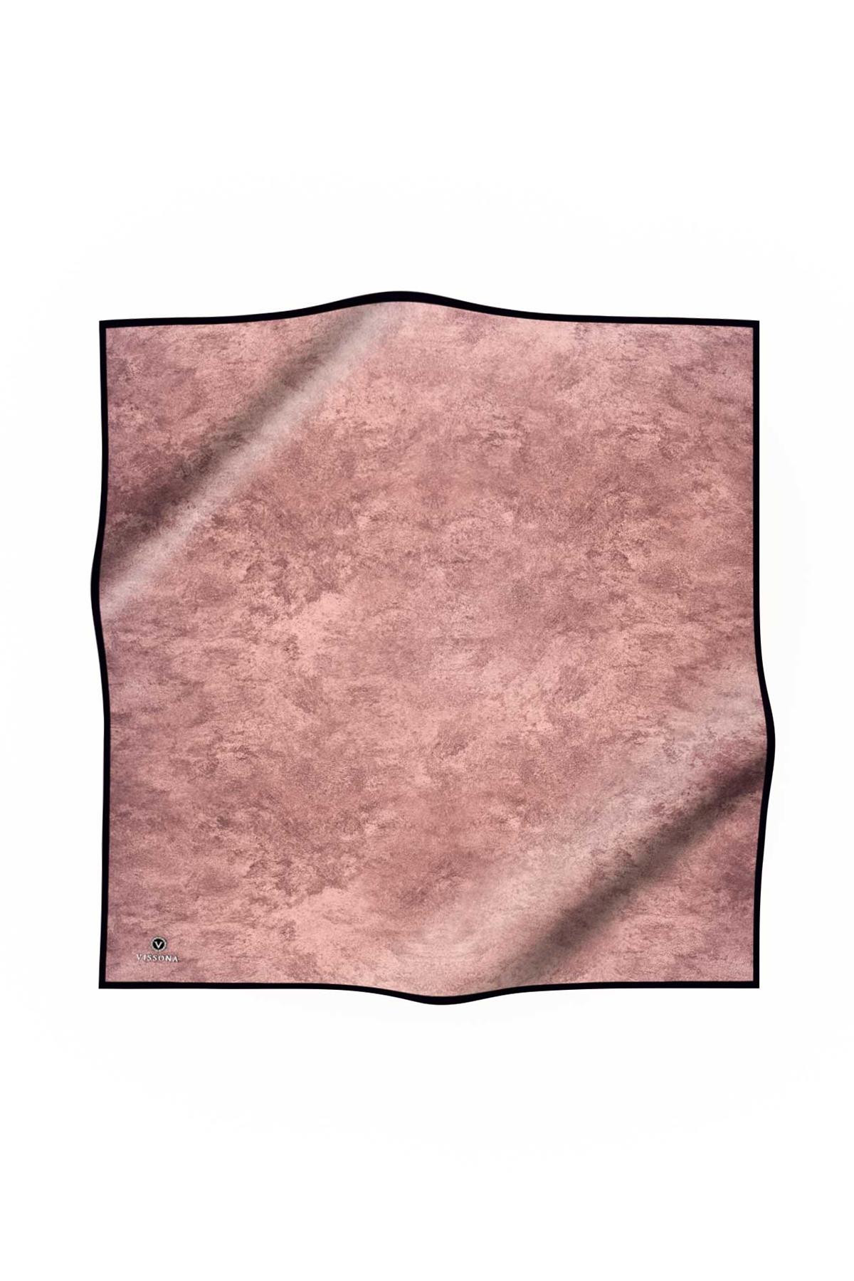 %100 Twill İpek Doku Desenli Pudra Renkli 90x90 Eşarp Dikim Şekli : El Dikişi