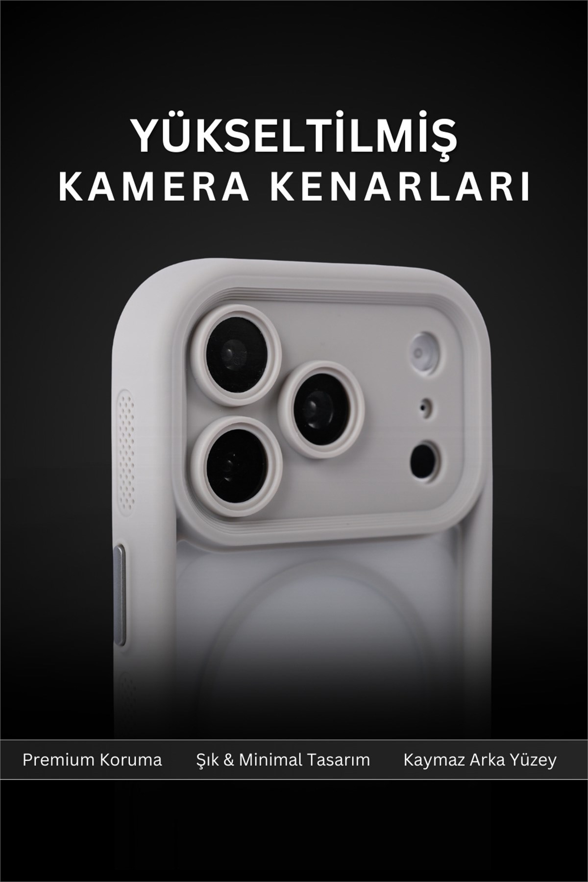 iPhone 17 Pro Kılıf – Kamera Korumalı – MagSafe Uyumlu – Gri Renk – Mat Silikon Telefon Kılıfı