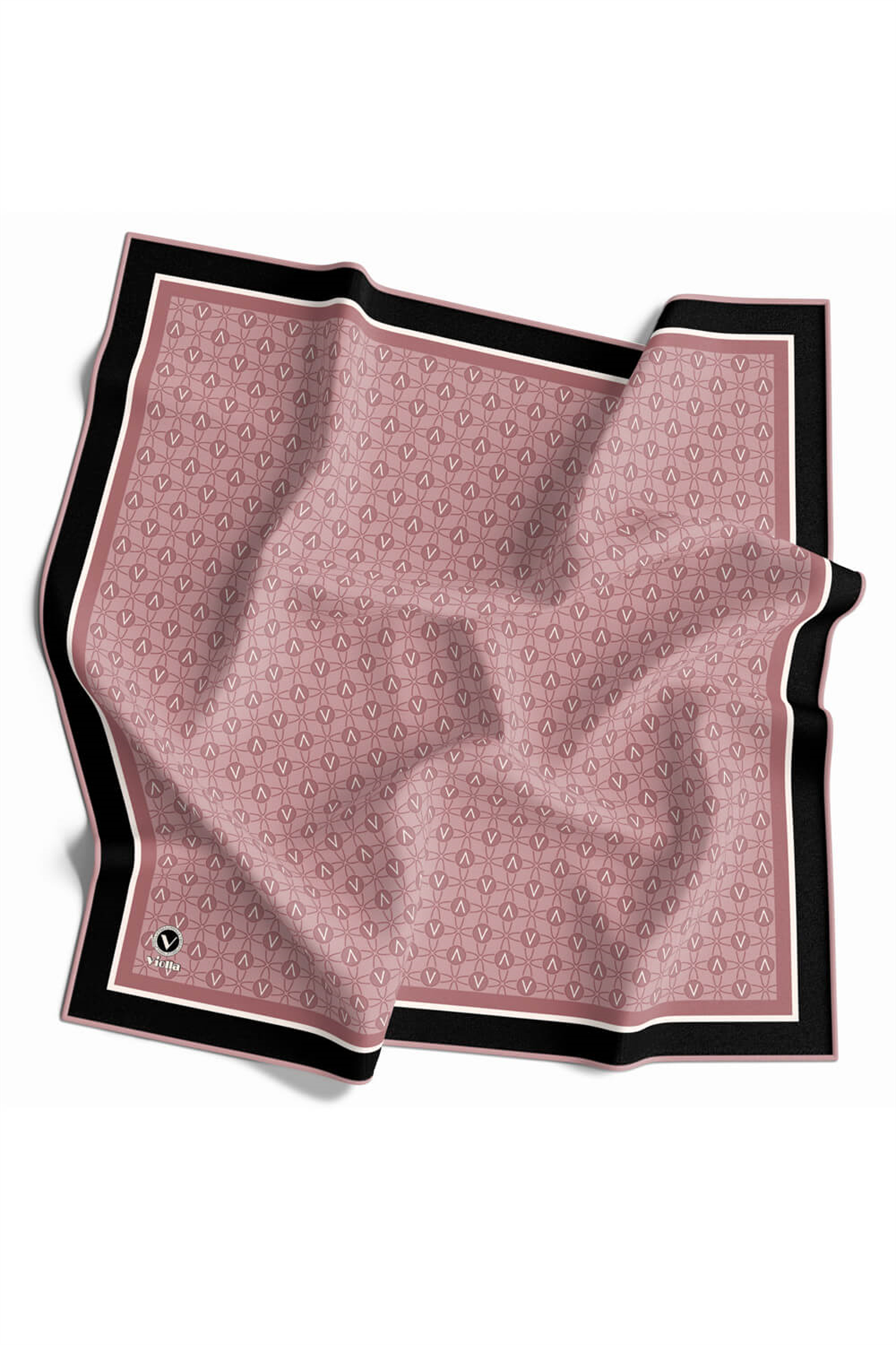 Twill V Desenli Pudra Renkli 90x90 Eşarp (İpek İçermez) Dikim Şekli : El Dikişi