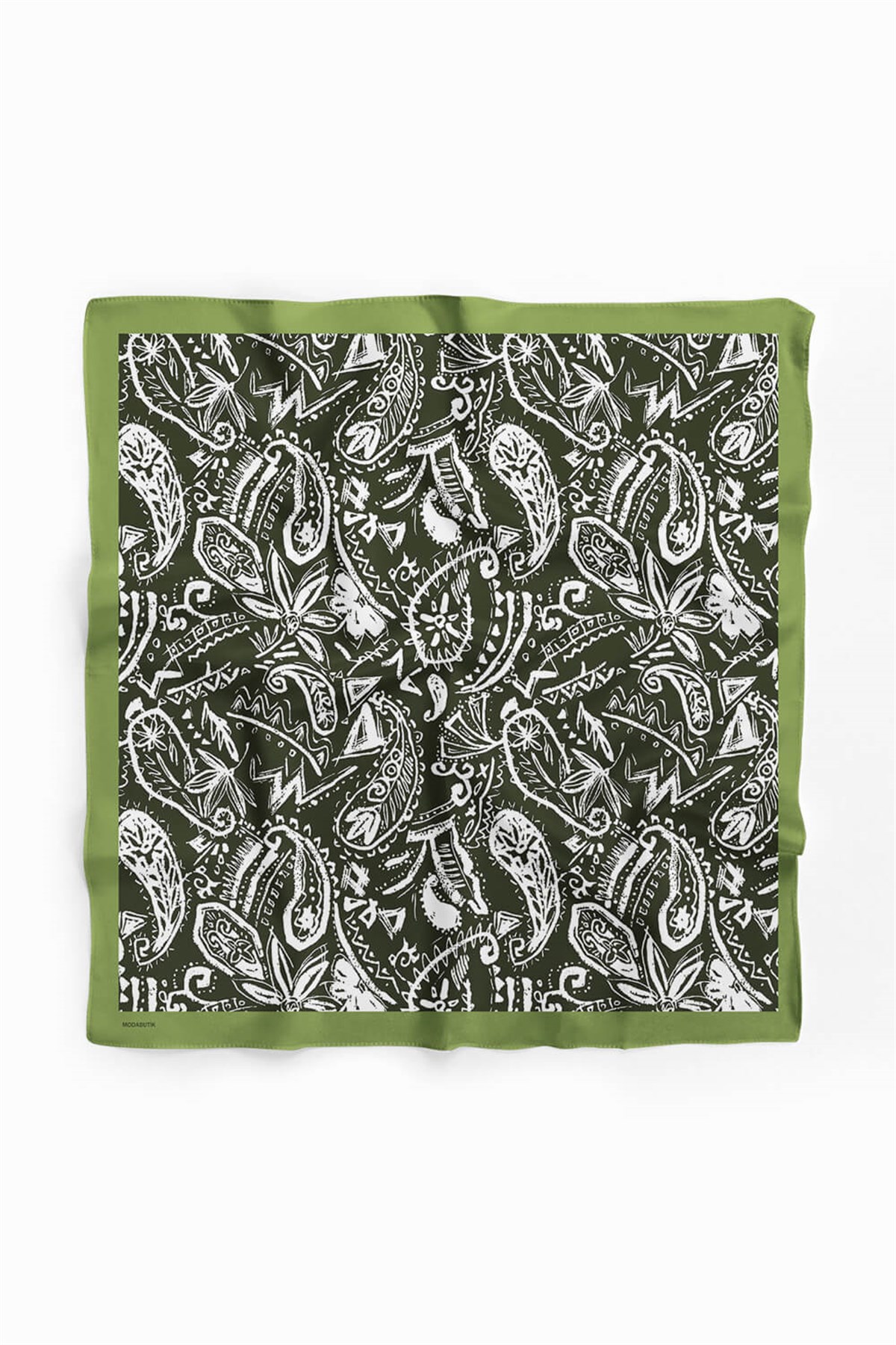 Violla D65 Kadın Egzotik Desenli Bandana 50x50 Koyu Yeşil DG0363-22