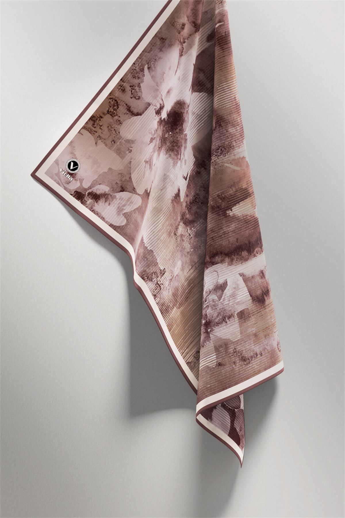 Twill Batik Desenli Gül Kurusu Renkli 90x90 Eşarp (İpek İçermez) Dikim Şekli : El Dikişi