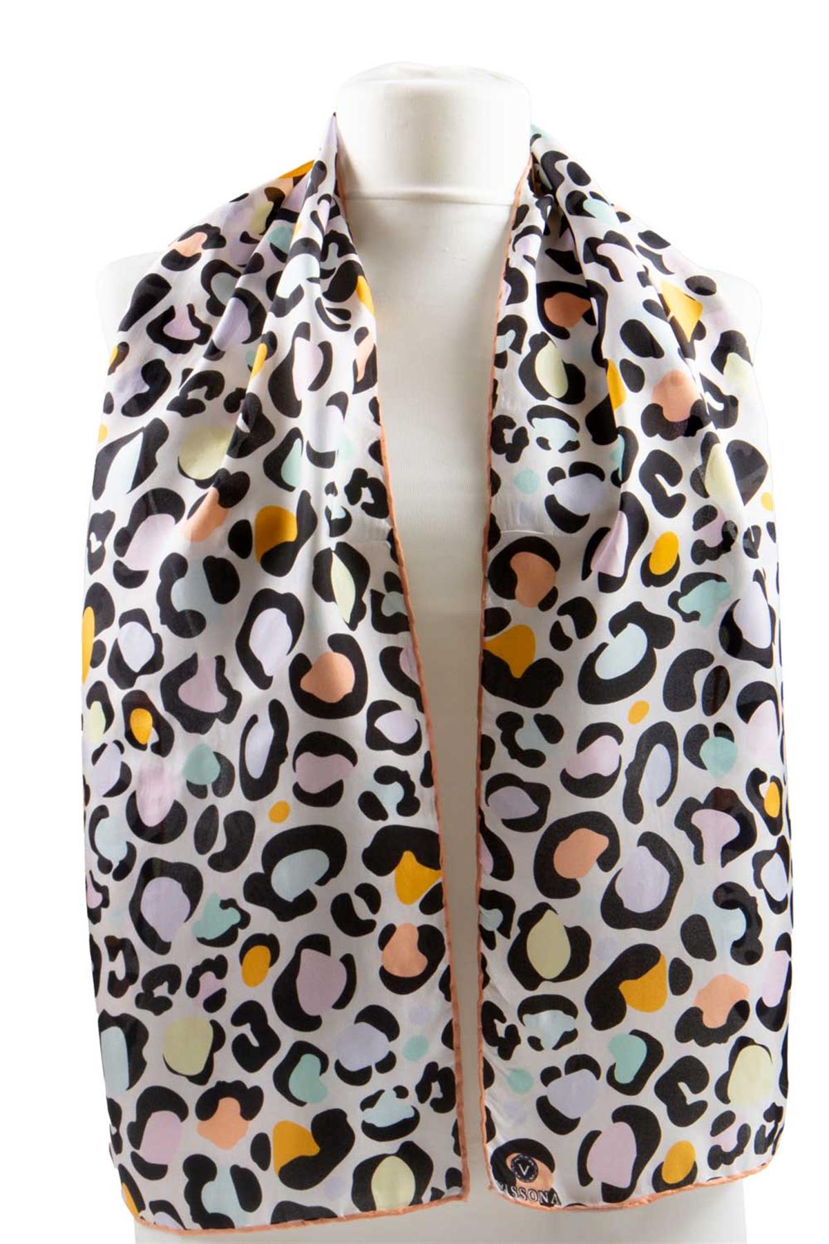Vissona Leopar Desenli İpek Fular