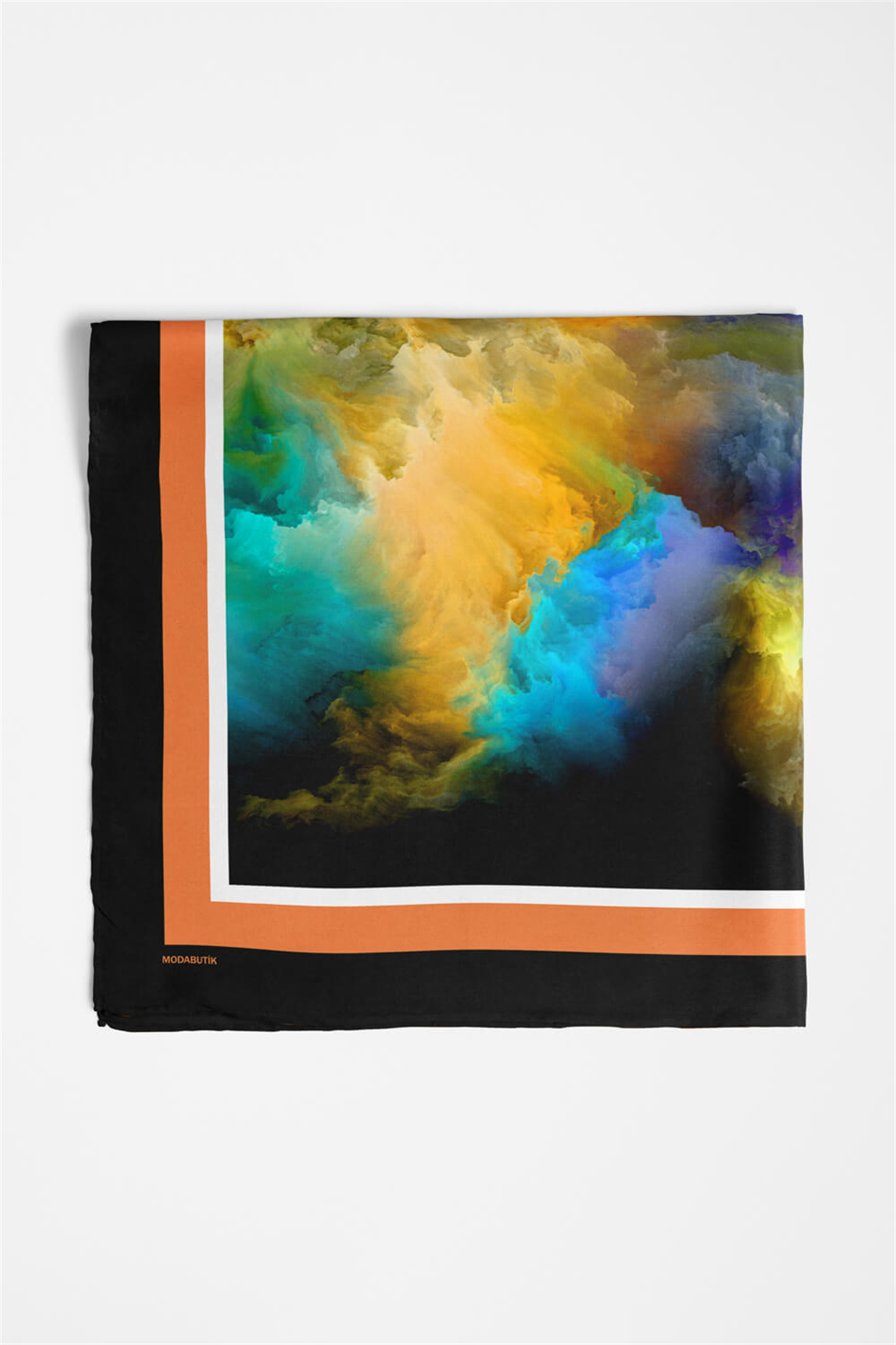 Z27 Kadın Sarı Mavi Suluboya Desenli 50x50 Bandana DG01563-22