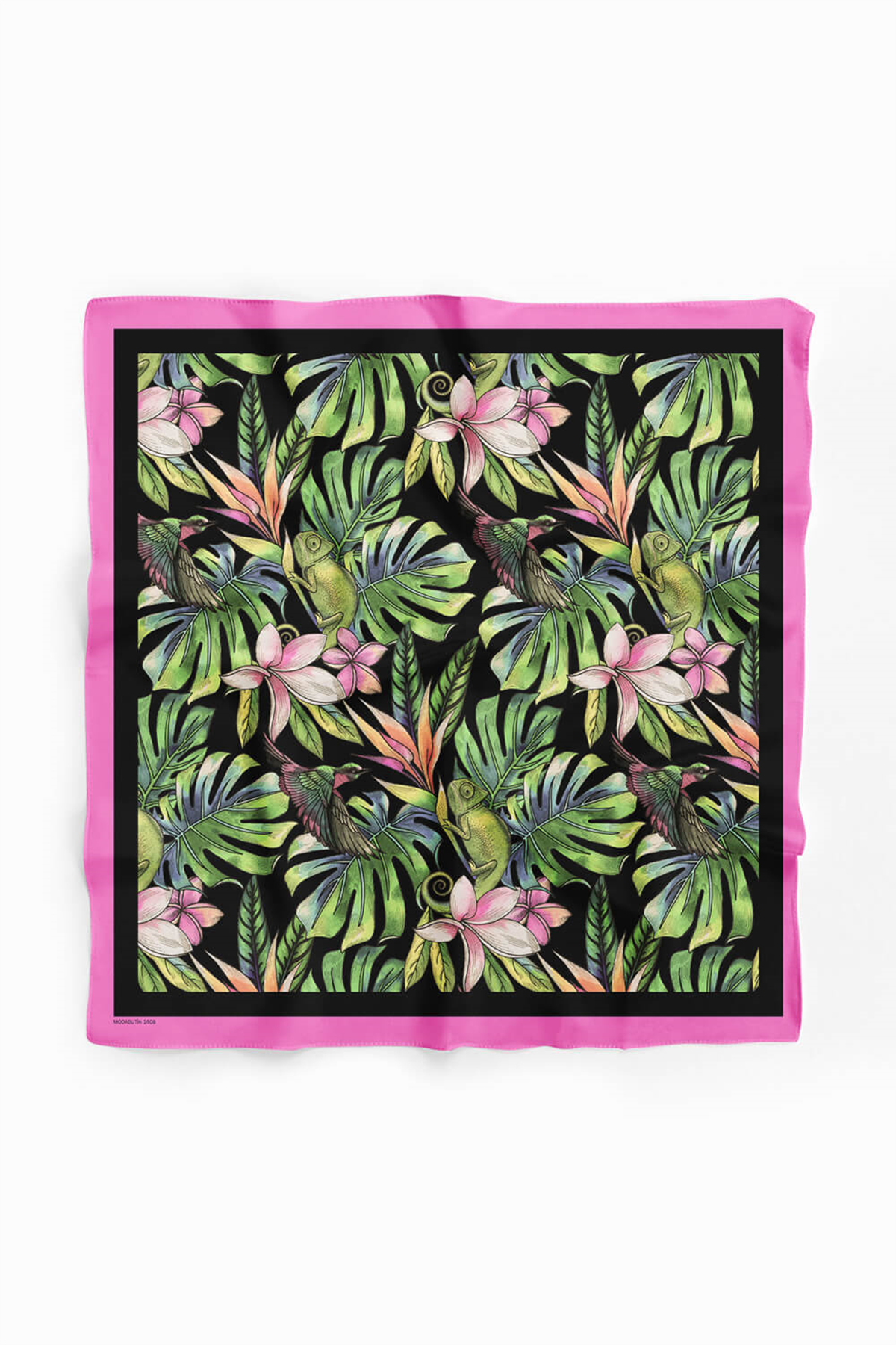 H32 Kadın Yeşil Yaprak Desenli 50x50 Bandana DG01408-22