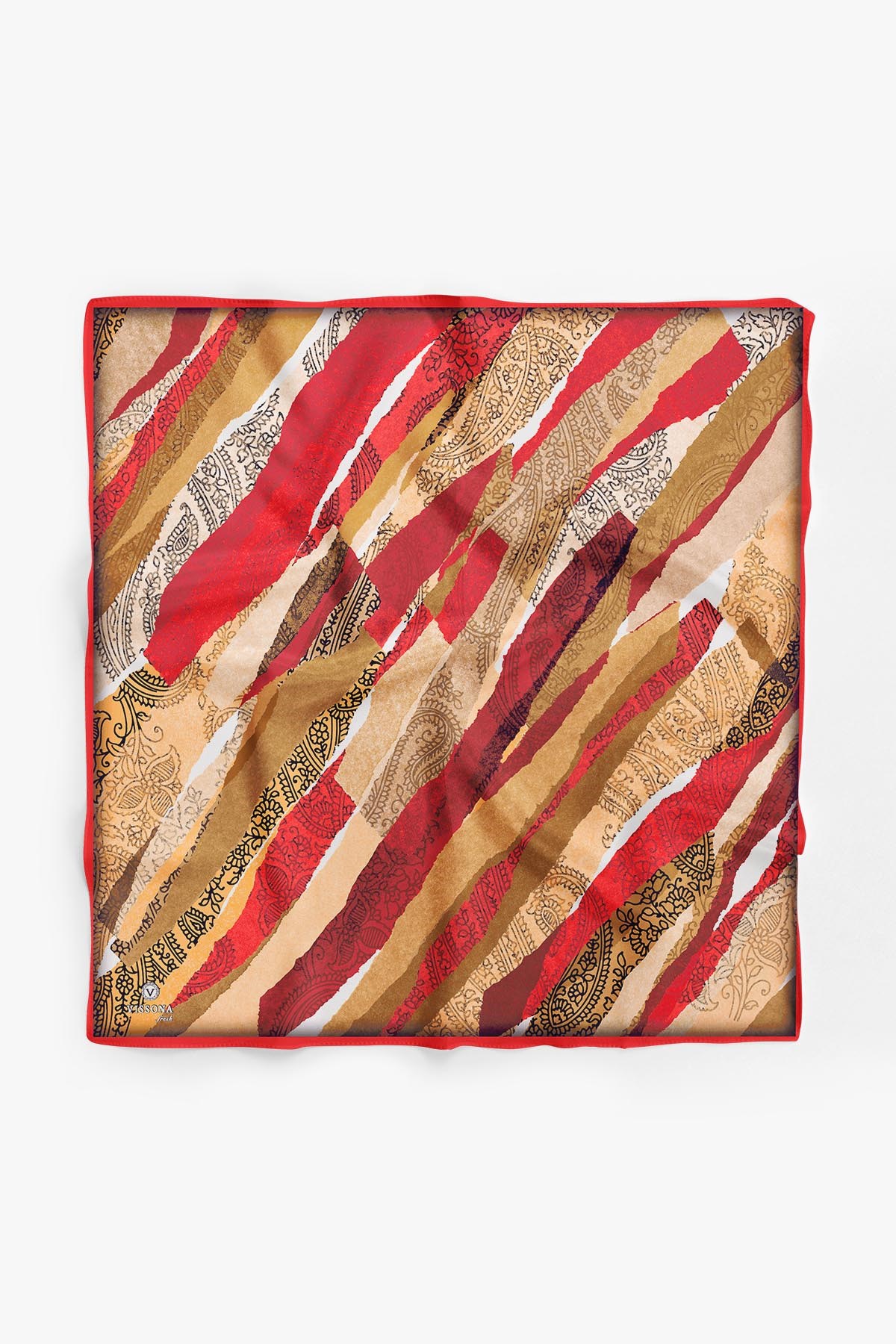 %100 İpek Kadın Desenli Bandana 80x80