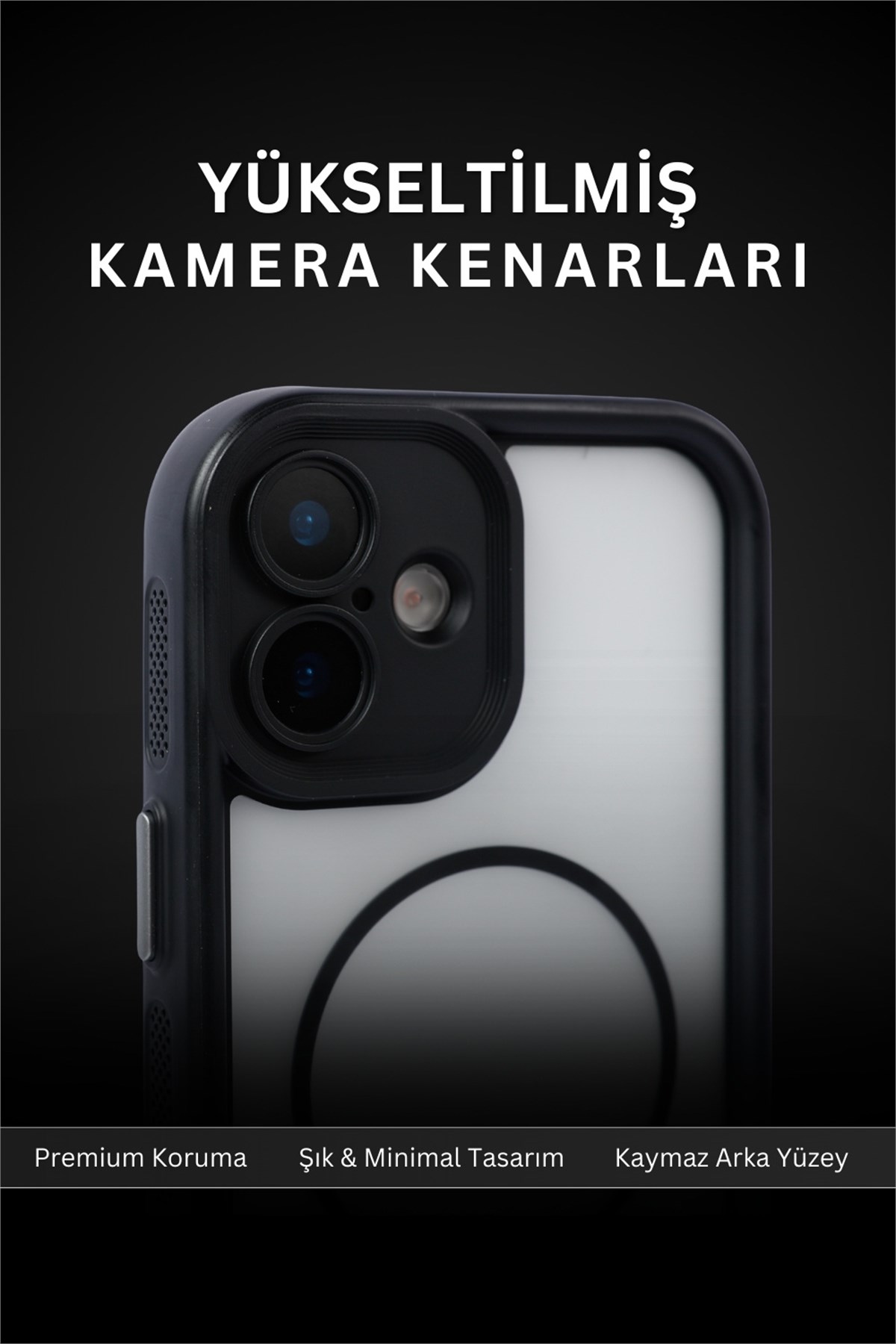 iPhone 16 Plus Kılıf – Kamera Korumalı – MagSafe Uyumlu – Siyah Renk – Mat Silikon Telefon Kılıfı