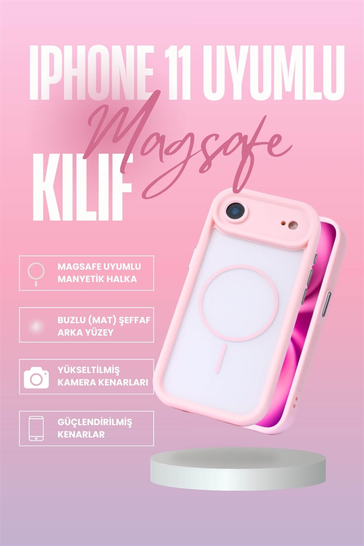 iPhone Air Uyumlu Kamera Korumalı Magsafe Wireless Şarj Özellikli Mat Silikon Pembe renkli Silikon Telefon Kılıfı