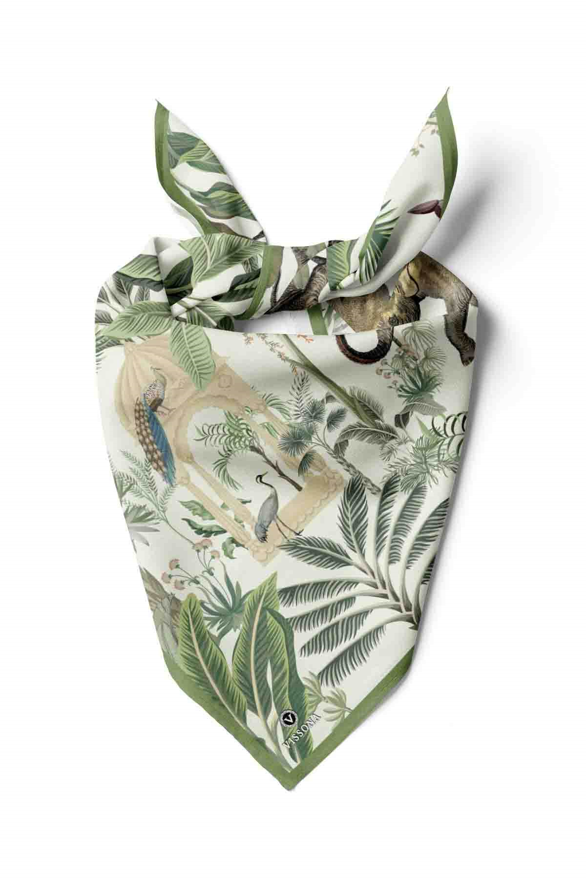 %100 İPEK FİL DESENLİ KADIN BANDANA 50X50