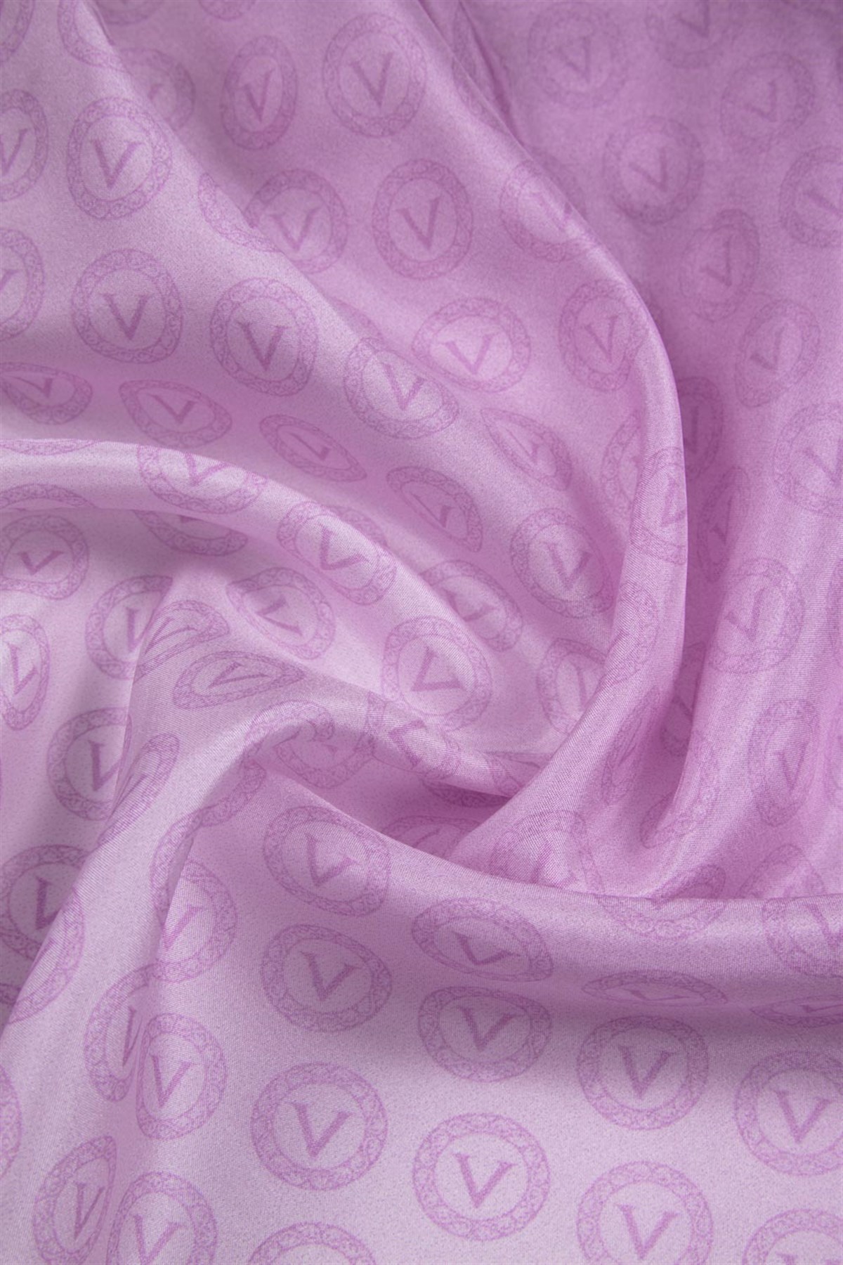 %100 İpek Degradeli Ve Monogram Desenli Pembe - Gold Renkli 92x210 Şal