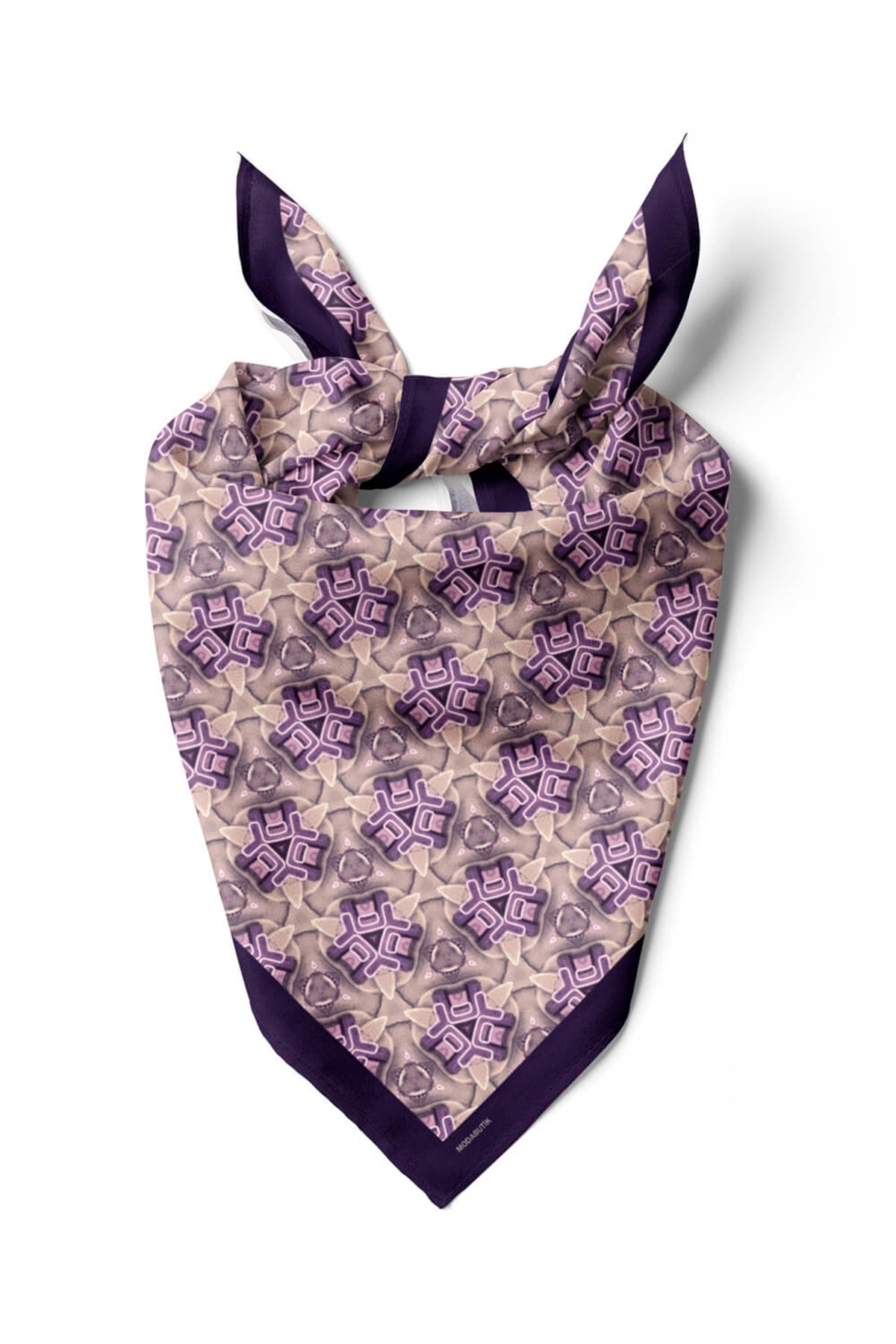 Violla D52 Kadın Geometric Desenli Bandana 50x50 Mor DG0240-22