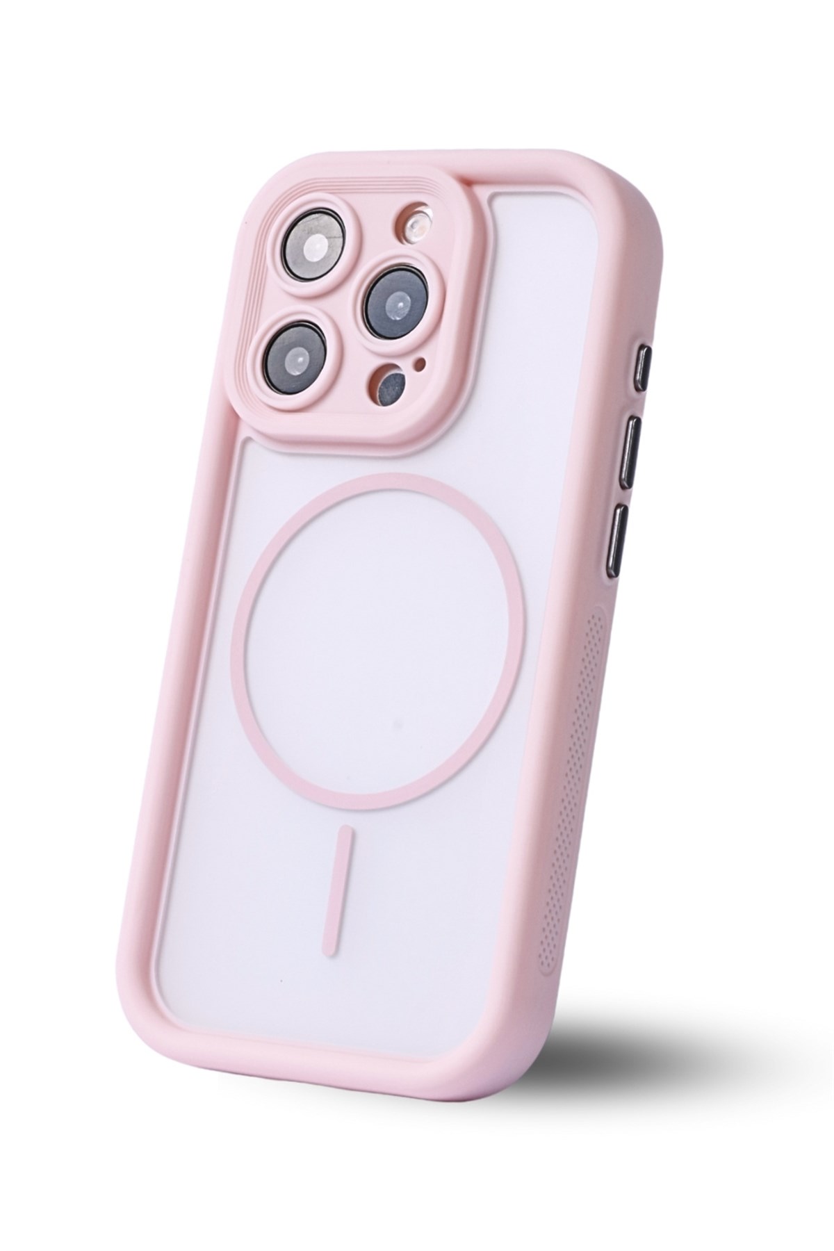 iPhone 16 Pro Kılıf – Kamera Korumalı – MagSafe Uyumlu – Pembe Renk – Mat Silikon Telefon Kılıfı