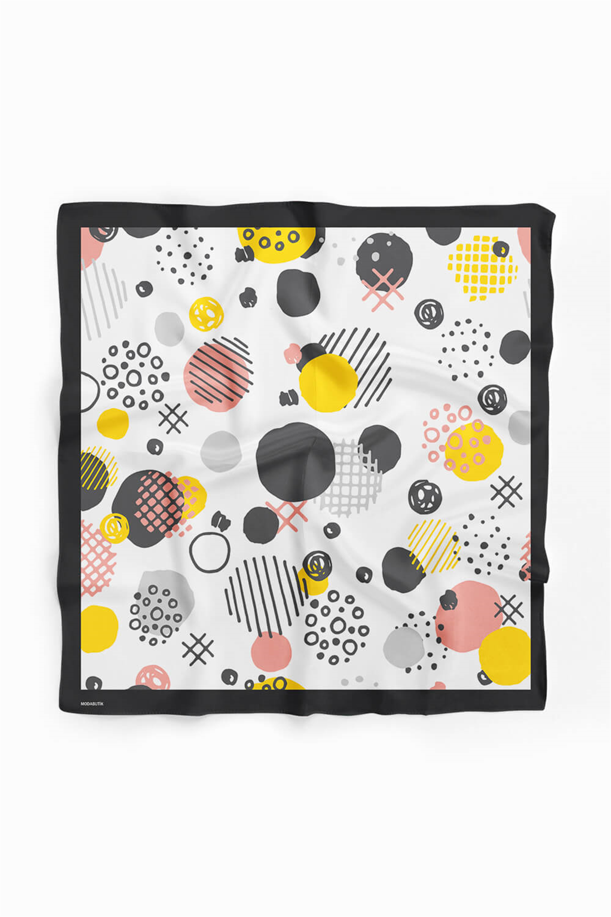 D74 Kadın Geometrik Desenli Bandana 50x50 Sarı DG0427-22