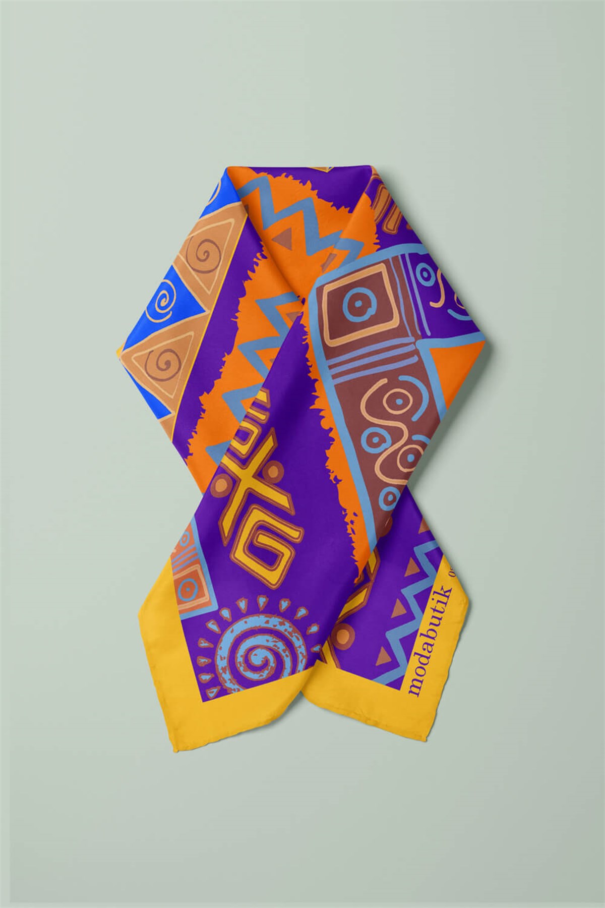 Violla B83 Kadın Etnik Desenli Bandana 50x50 Mor DG0260-22 Snz