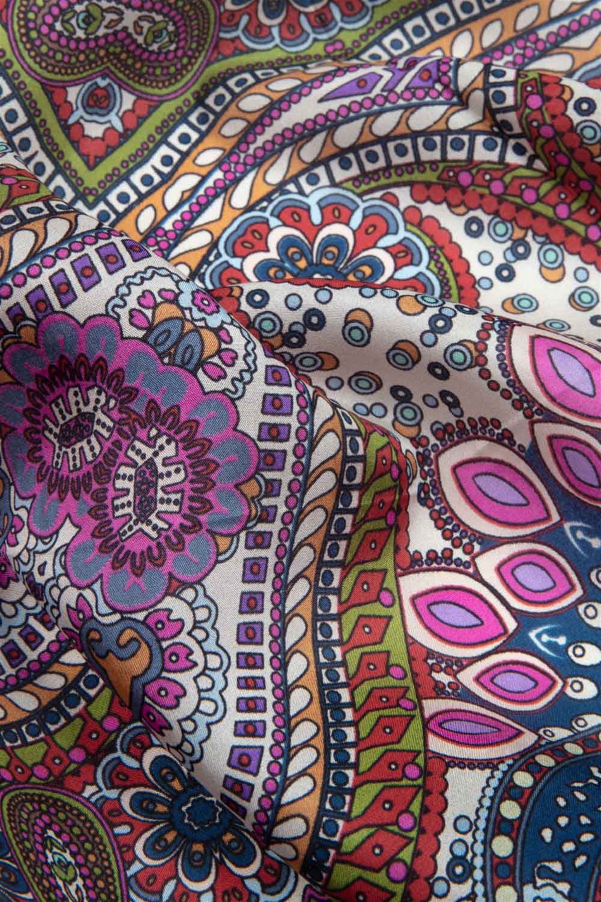 100% İpek Etro Desenli Krem Renkli 92x210 Şal