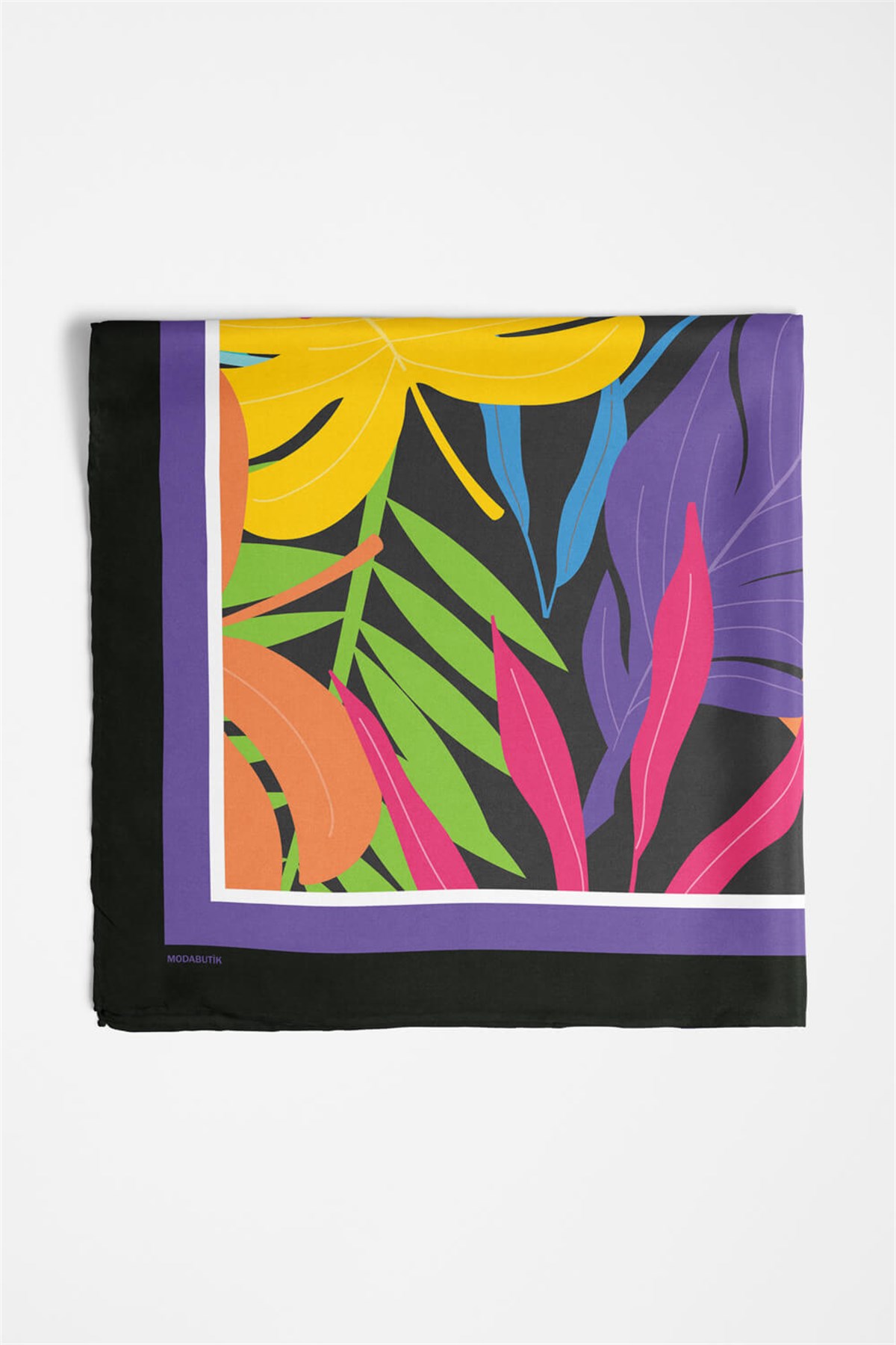 Violla C78 Kadın Mavi Yaprak Desenli 50x50 Bandana HYL DG01692-22
