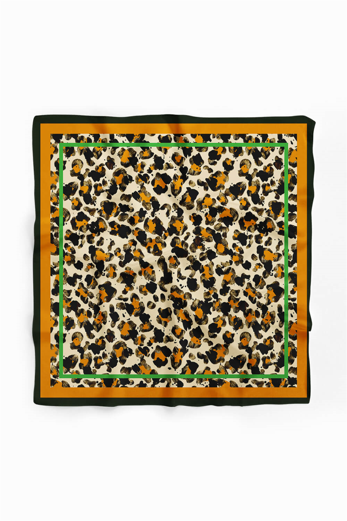 F19 Kadın Kahve Suluboya Desenli 50x50 Bandana