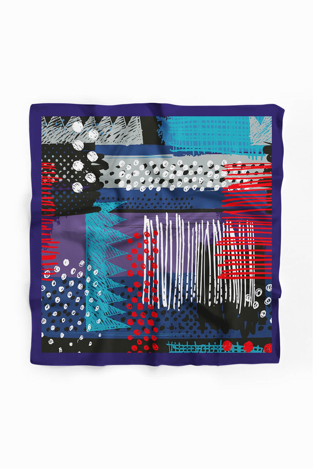 Violla Y18 Kadın Egzotik Desenli Bandana 50x50 Mavi DG0402-22