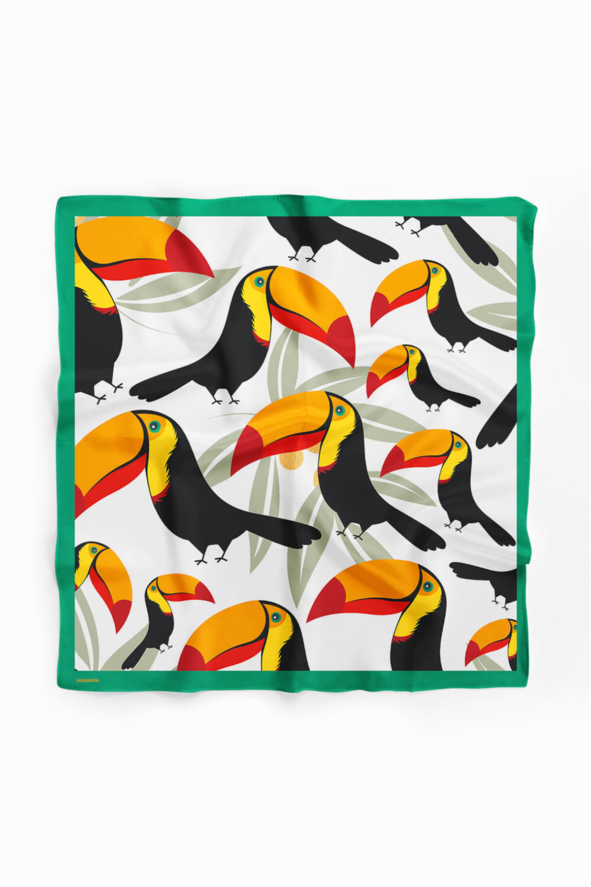 Y40 Kadın Tropik Desenli Bandana 50x50 Turuncu DG0180-22 Snz