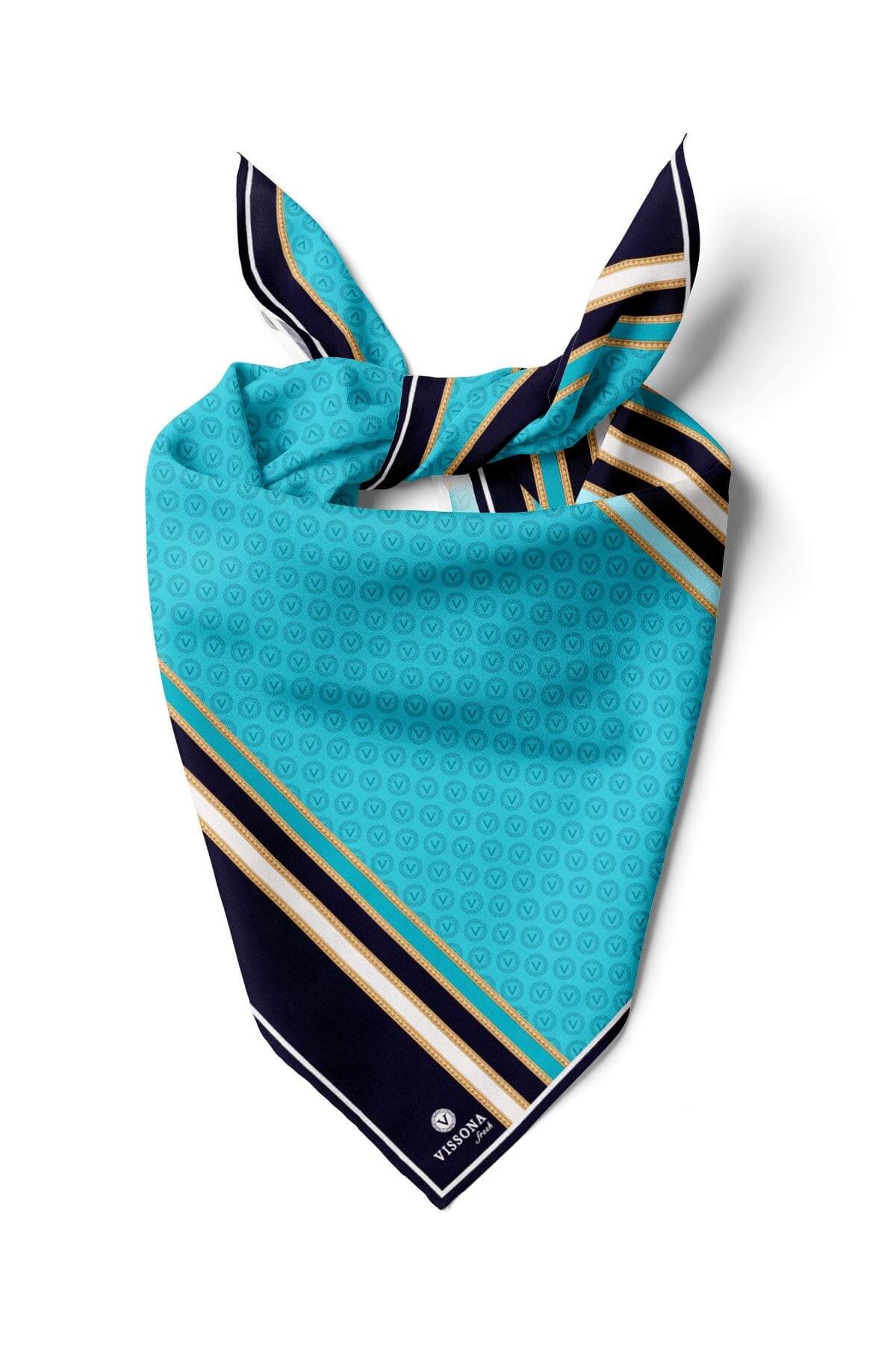 %100 İpek Kadın Desenli Bandana 80x80