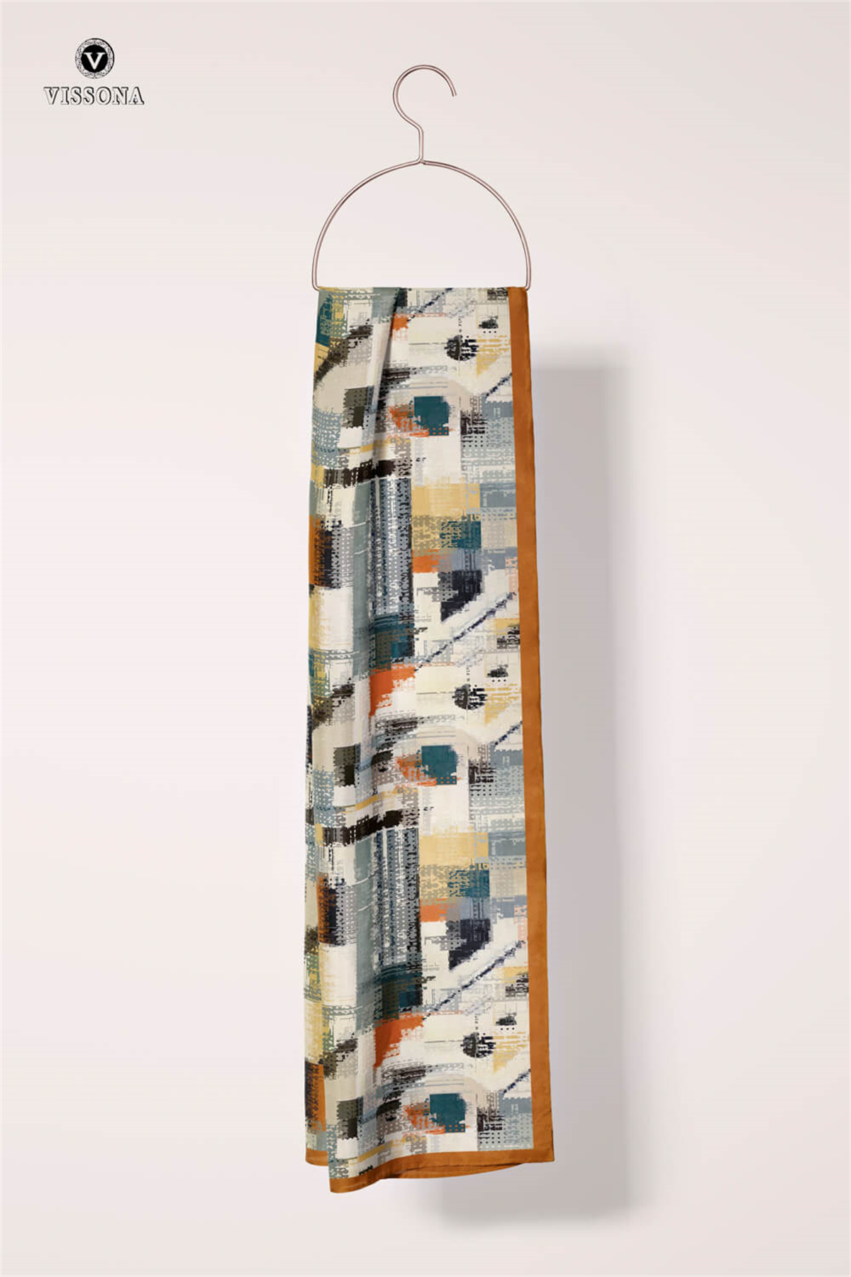 %100 İPEK GEOMETRİK DESENLİ KADIN FULAR 30X170