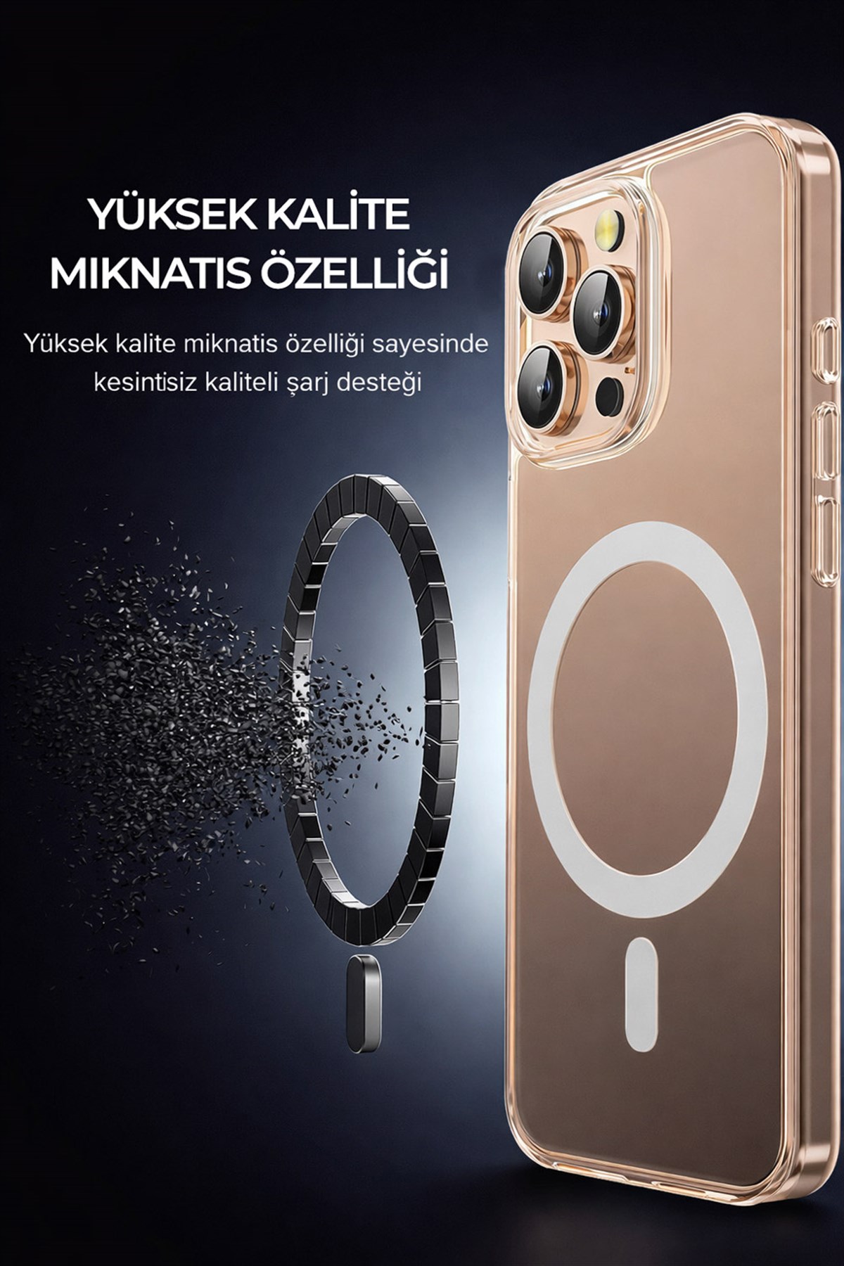 iPhone 16 Pro Max Uyumlu Kamera Korumalı Magsafe Wireless Şarj Özellikli Lüks Şeffaf Silikon Telefon Kılıfı