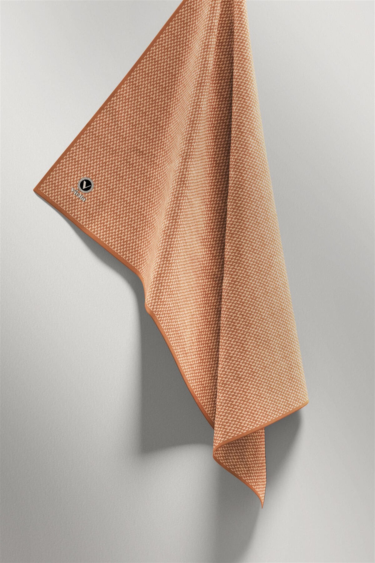 Twill Dokulu Düz Renk Desenli Somon Renkli 90x90 Eşarp (İpek İçermez) Kenar Dikiş Şekli El Dikişli