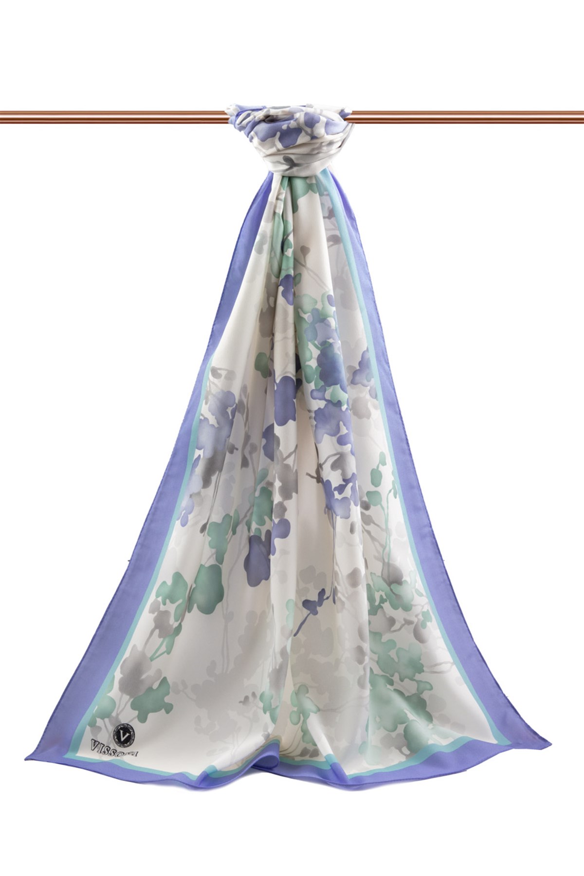 KREP ÇİÇEK DESENLİ BEBE MAVİSİ RENKLİ 75X195 KIRIŞMAZ ŞAL