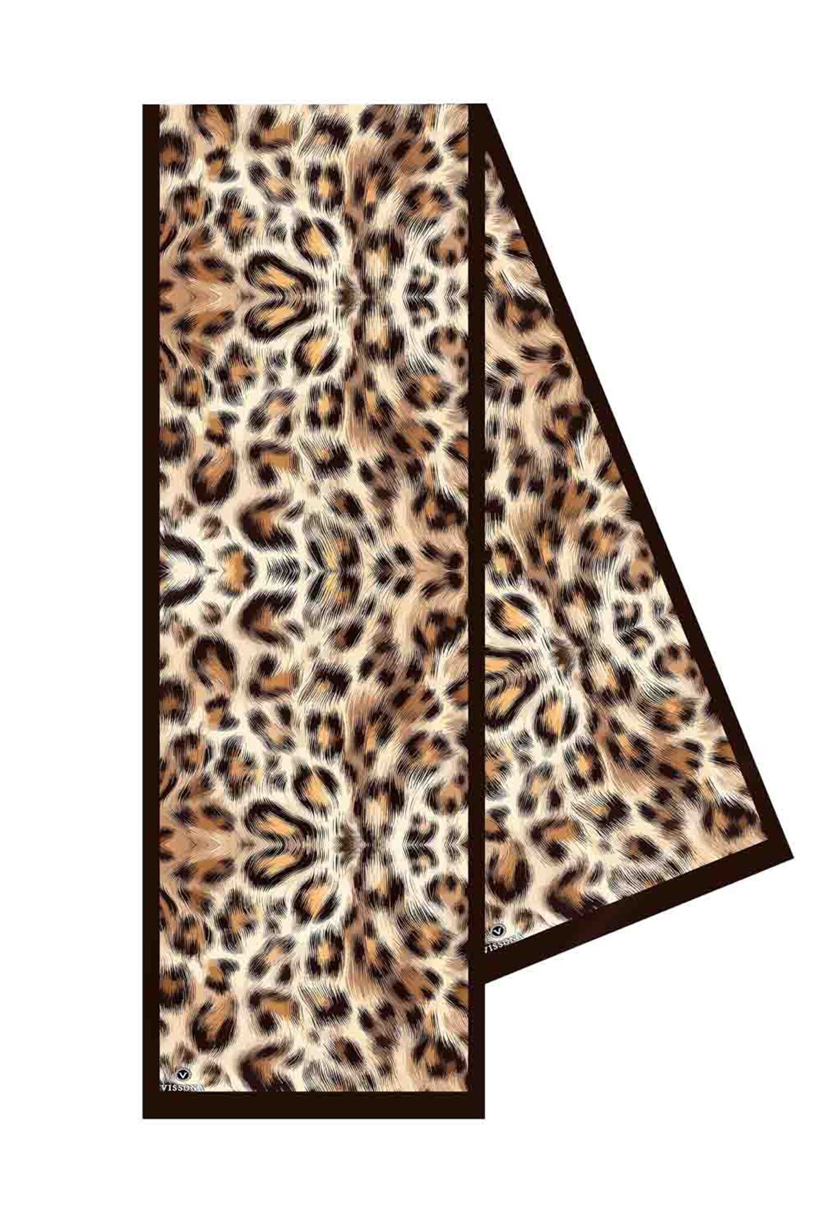 I74 %100 İpek Leopar Desenli Kadın Fular