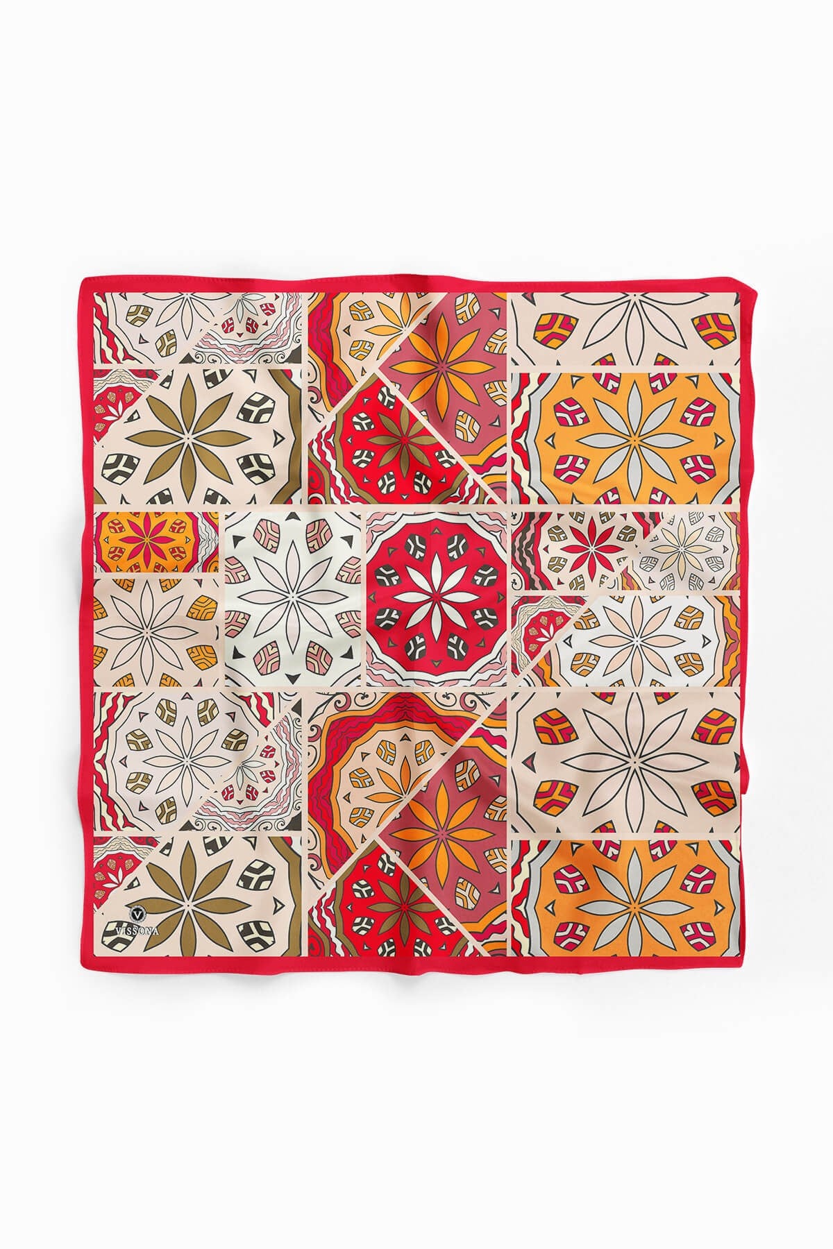 %100 İpek Etnik Desenli Kadın Bandana