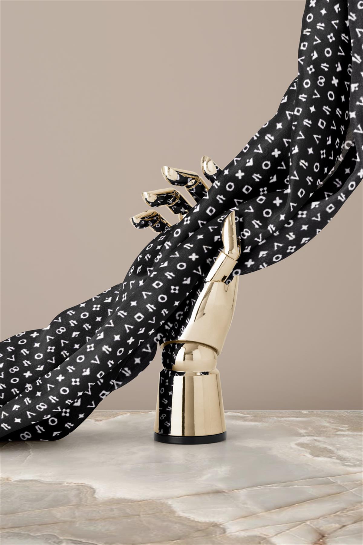 %100 Twill İpek Çıtır Motif Desenli Siyah - Krem Renkli 90x90 Eşarp Dikim Şekli : El Dikişi