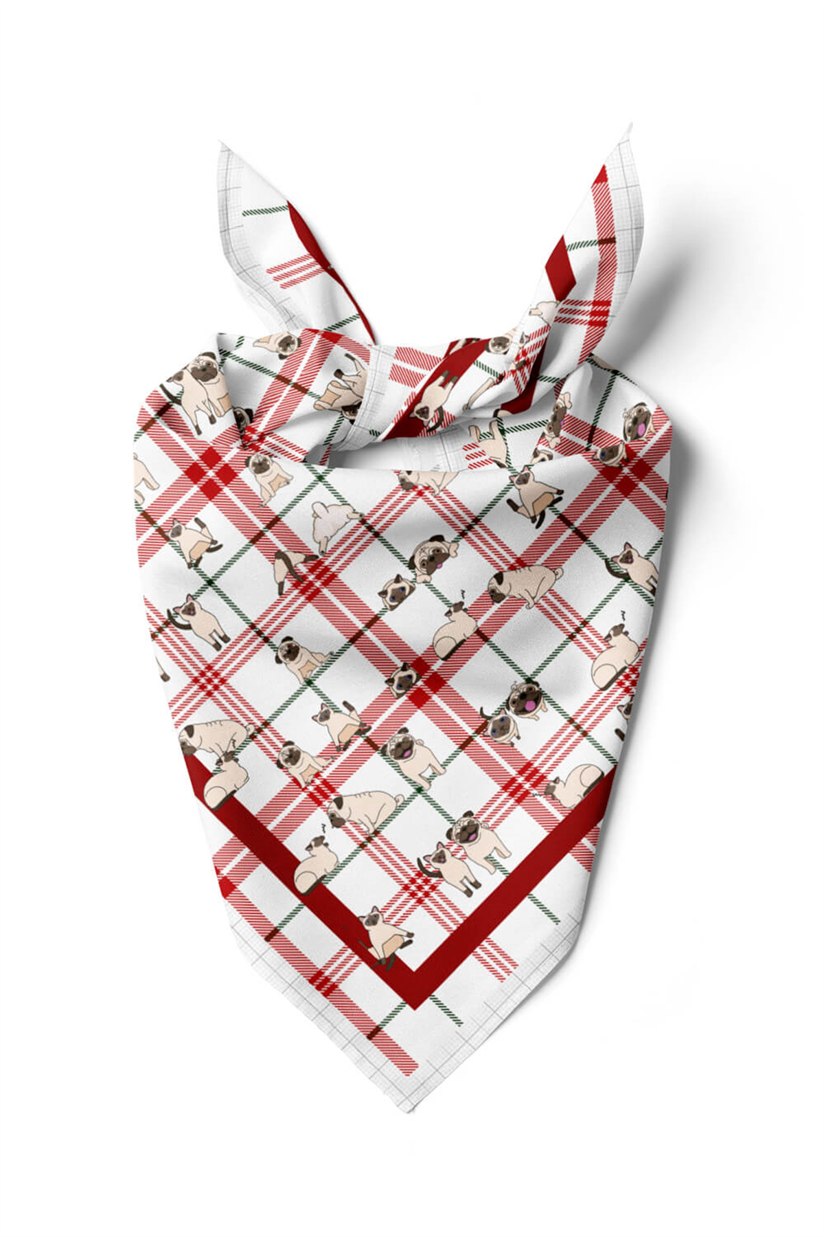 G7  Modabutik Köpek Bandanası Kırmızı Beyaz 50x50