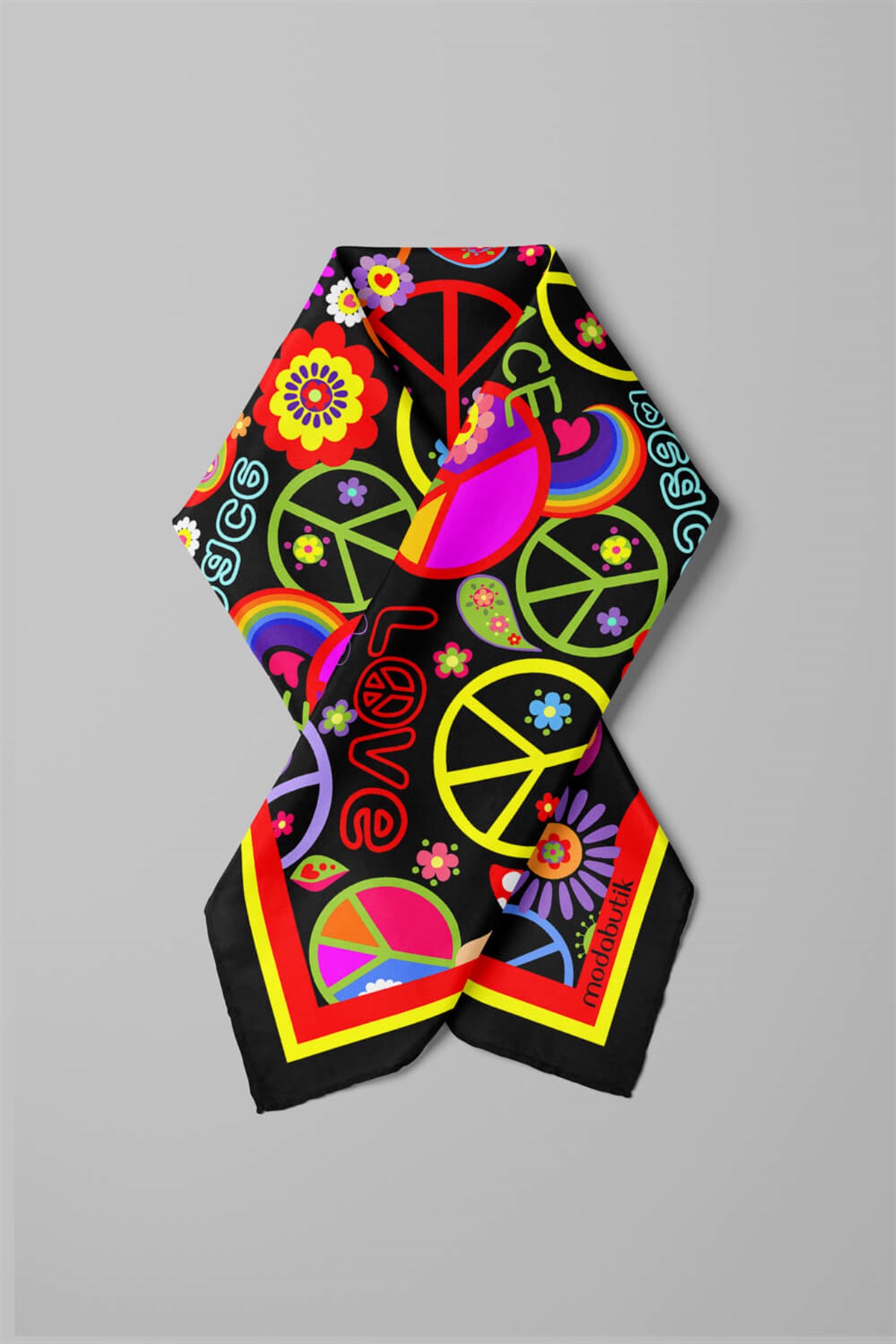 A90 Violla Peace Love Desenli Bandana